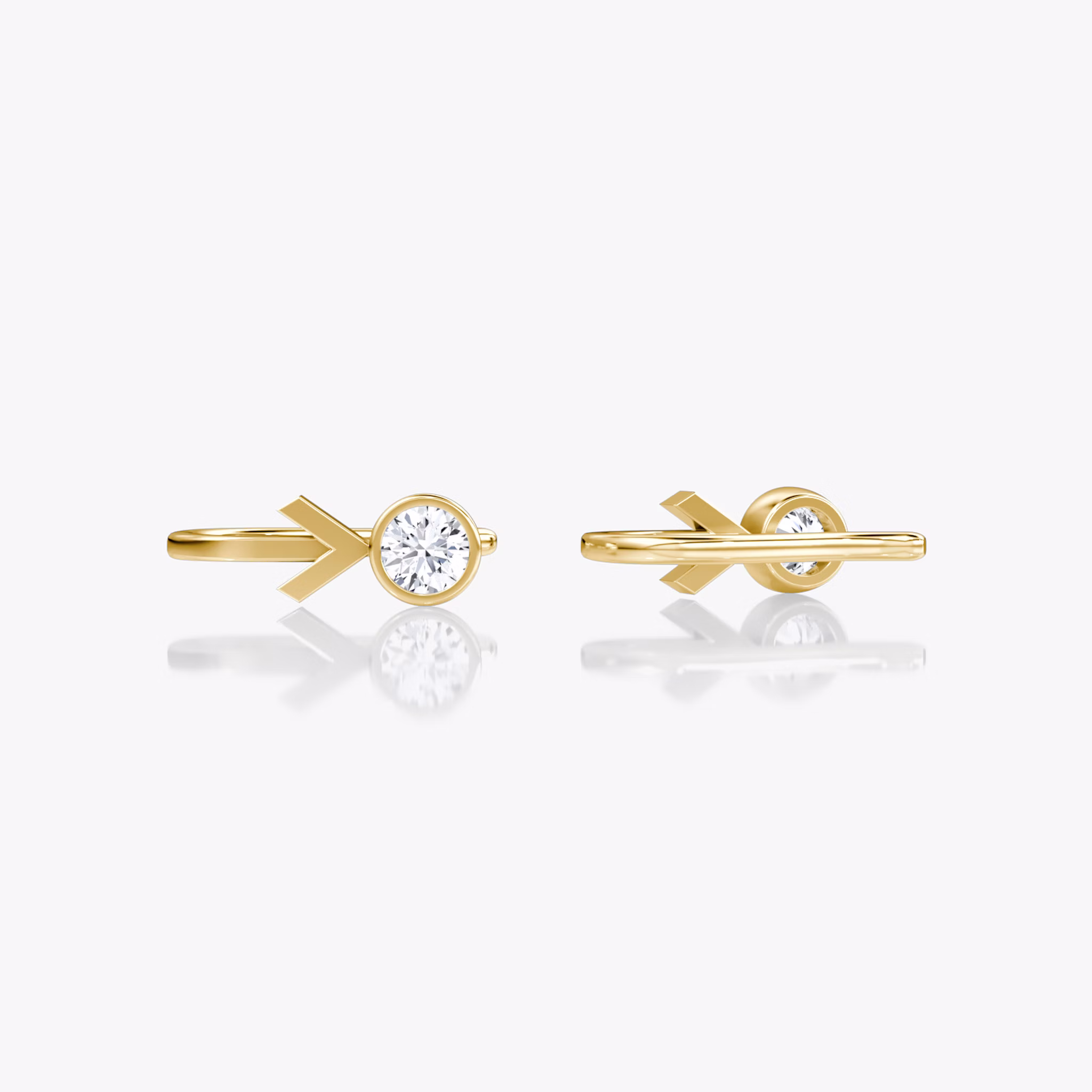 Arrow Cuff Earring | Round Brilliant | 14k | Yellow Gold | caratWeight: 0.25ct