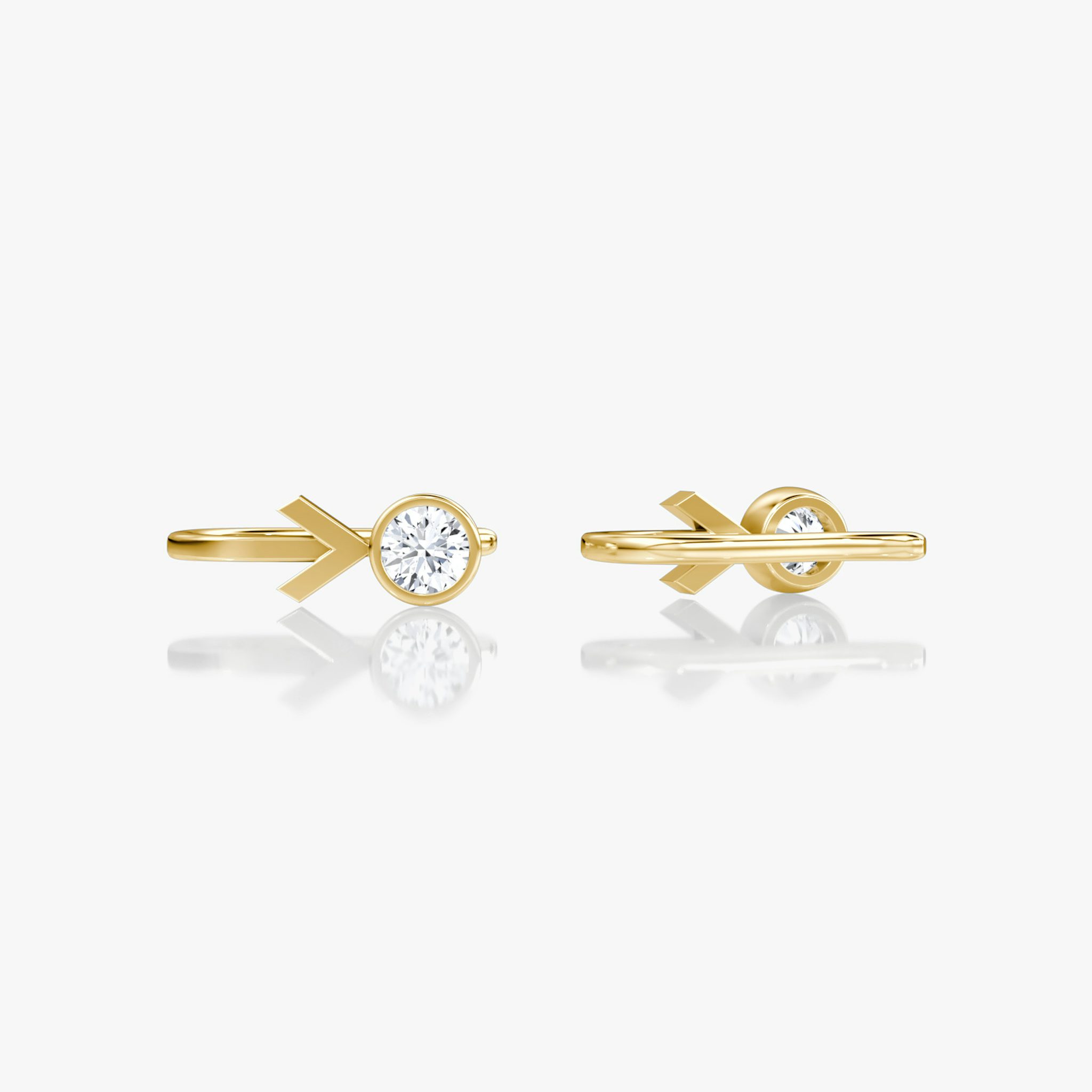 Arrow Cuff Earring | Round Brilliant | 14k | Yellow Gold | caratWeight: 0.25ct