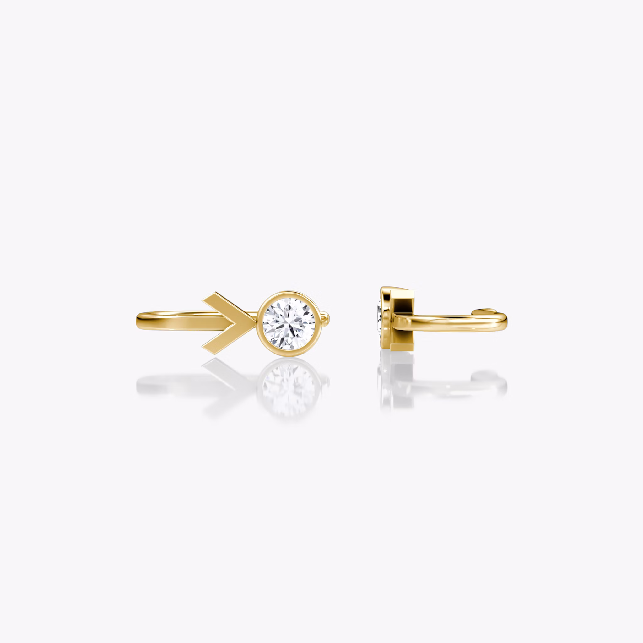 Arrow Cuff Earring | Round Brilliant | 14k | Yellow Gold | caratWeight: 0.25ct