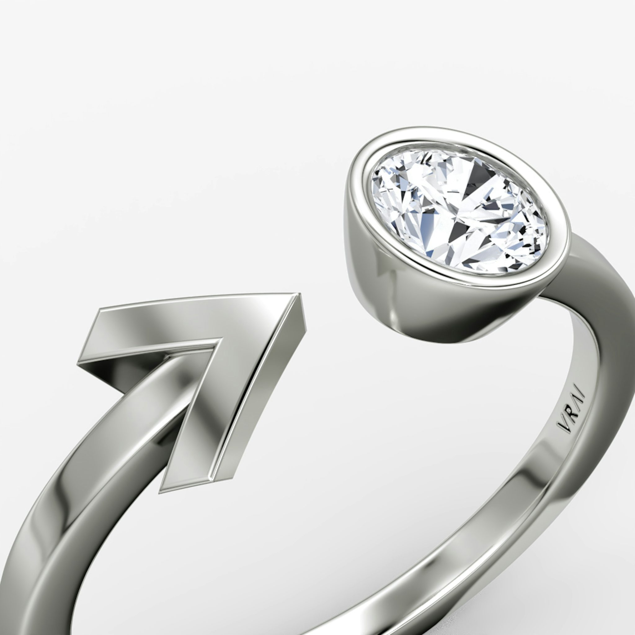 Arrow Cuff Ring | Round Brilliant | 14k | White Gold | caratWeight: 0.40ct