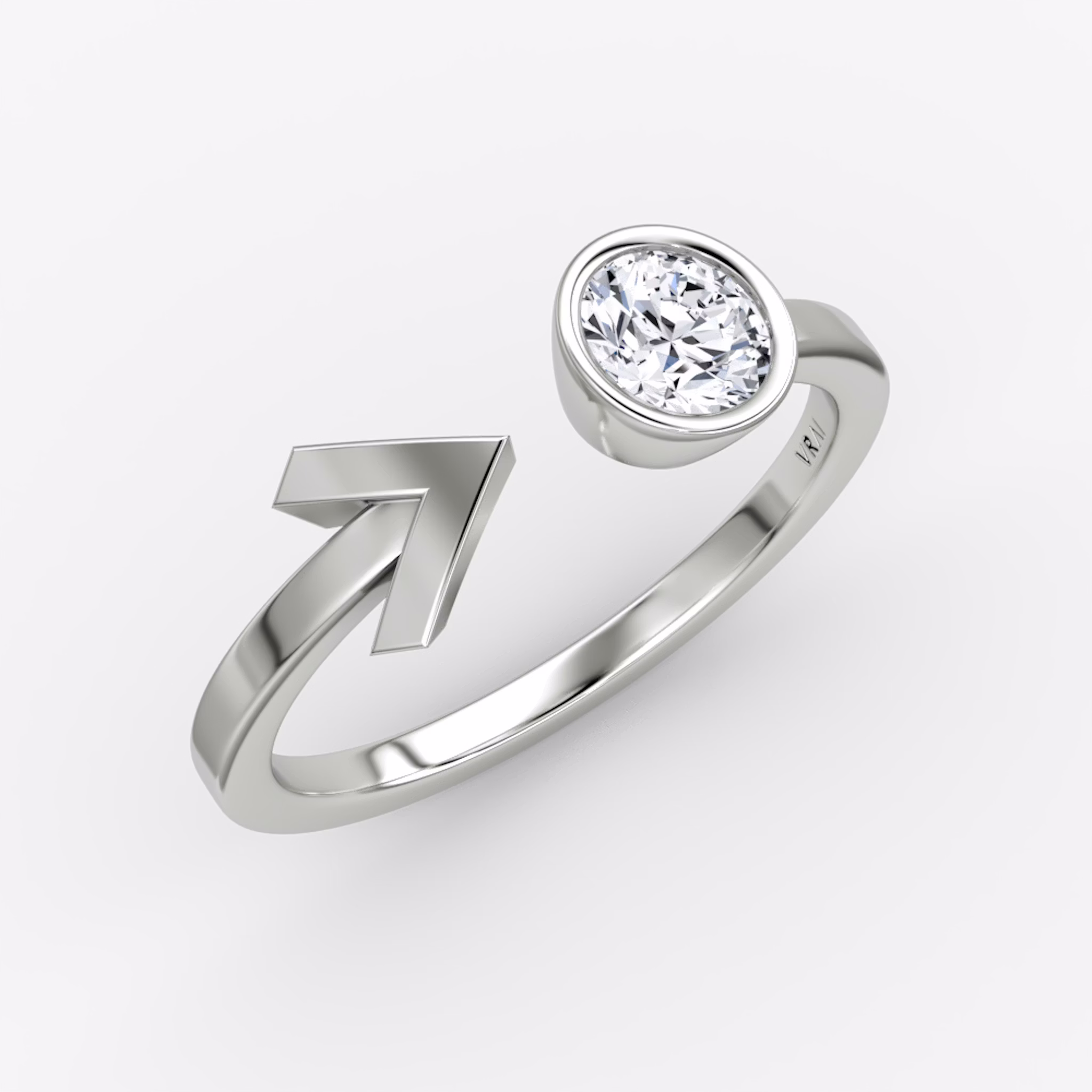 Arrow Cuff Ring | Round Brilliant | 14k | White Gold | caratWeight: 0.40ct