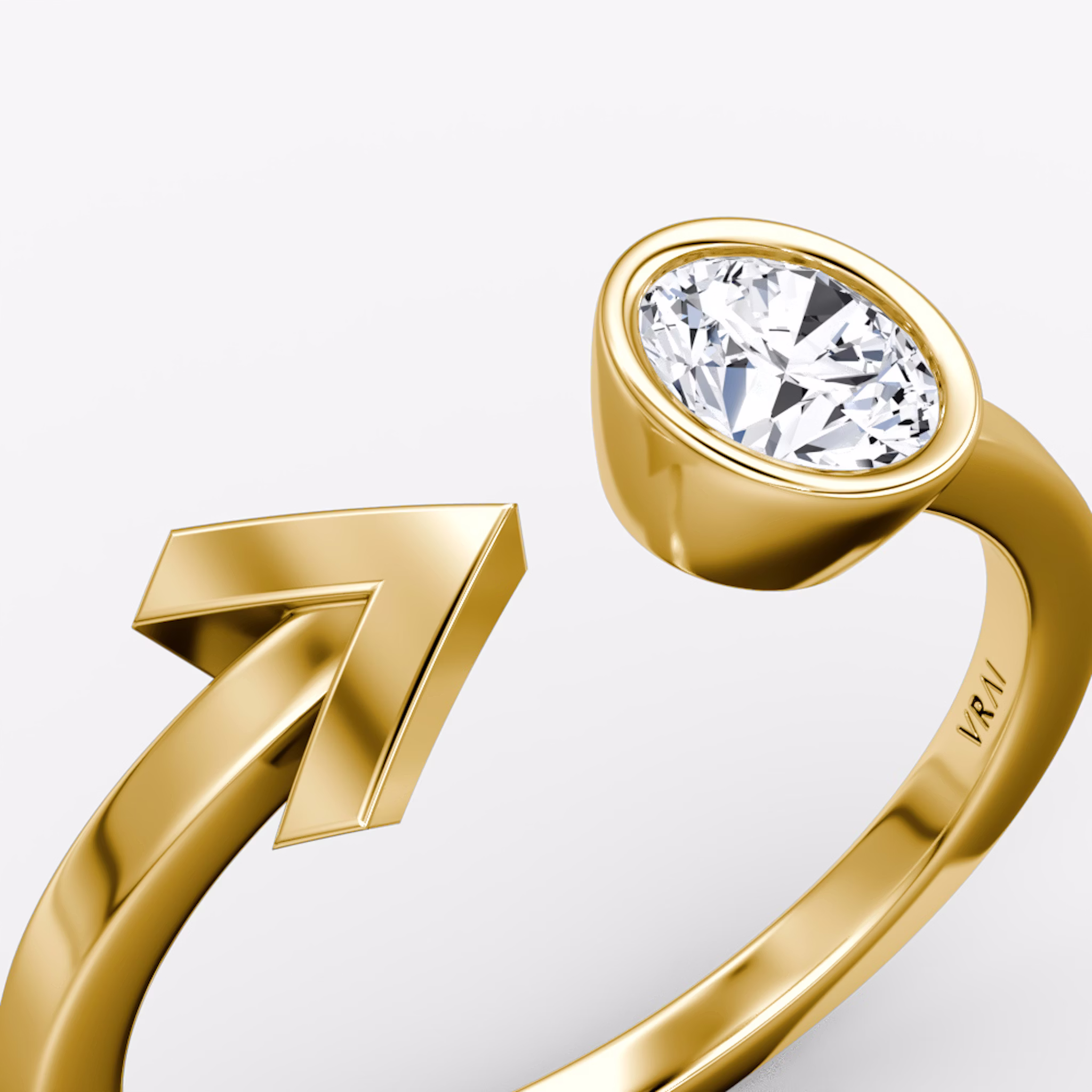 Arrow Cuff Ring | Round Brilliant | 14k | Yellow Gold | caratWeight: 0.40ct