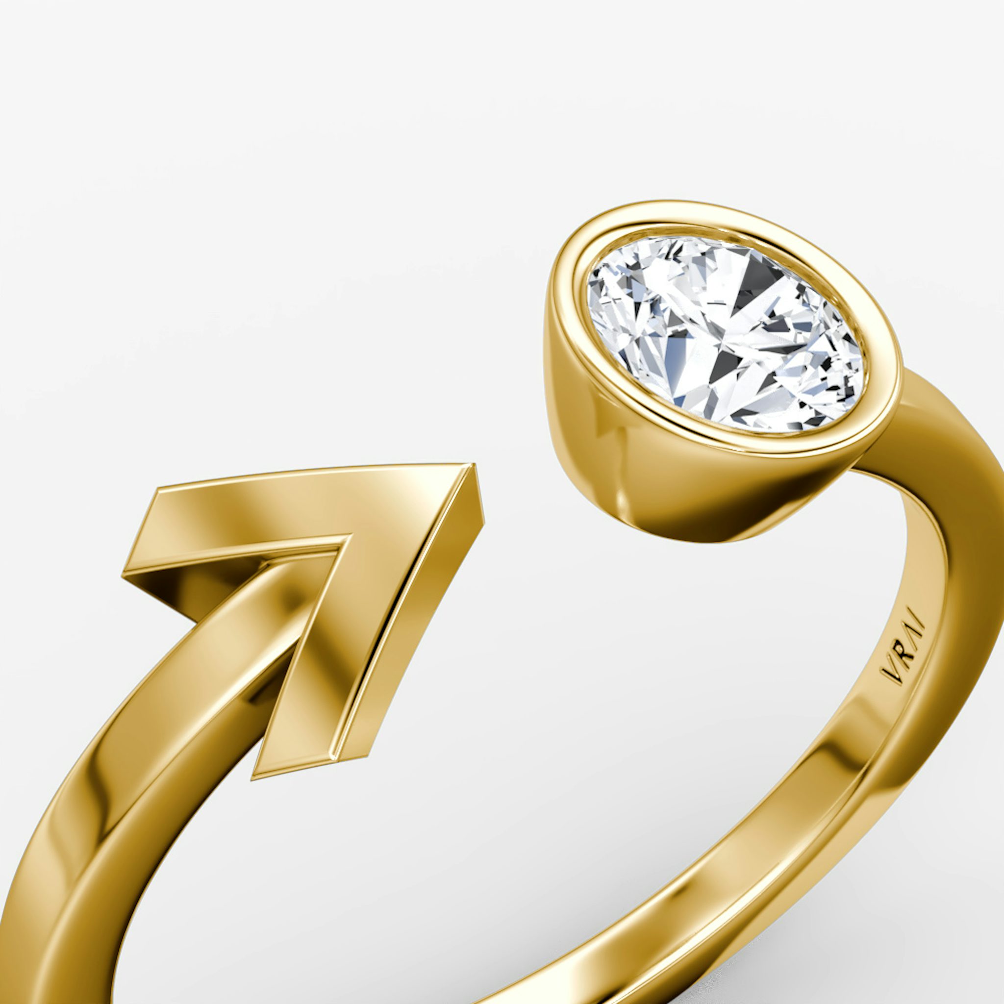 Arrow Cuff Ring | Round Brilliant | 14k | Yellow Gold | caratWeight: 0.40ct