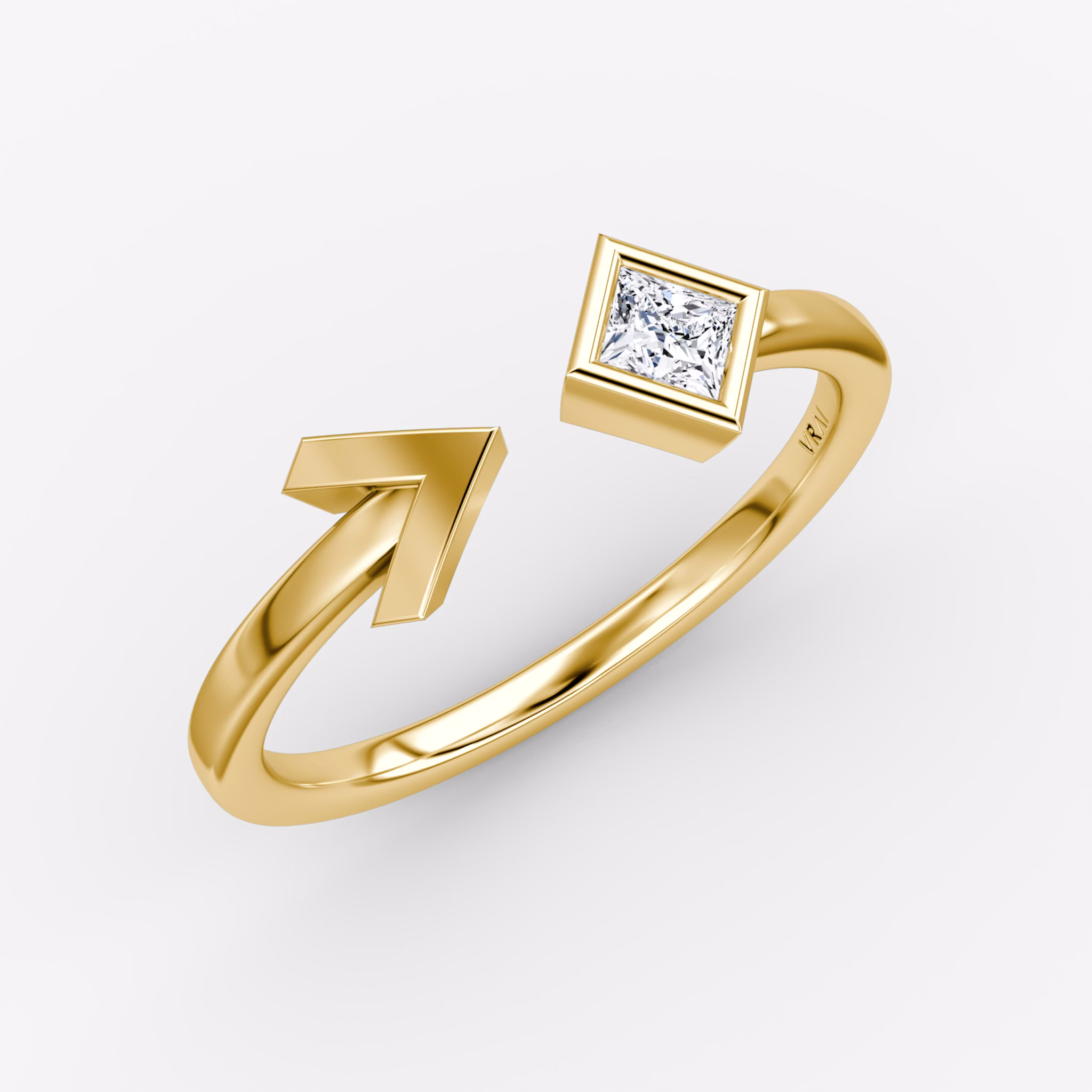 Arrow Cuff Ring | Princess | 14k | Yellow Gold | caratWeight: 0.15ct