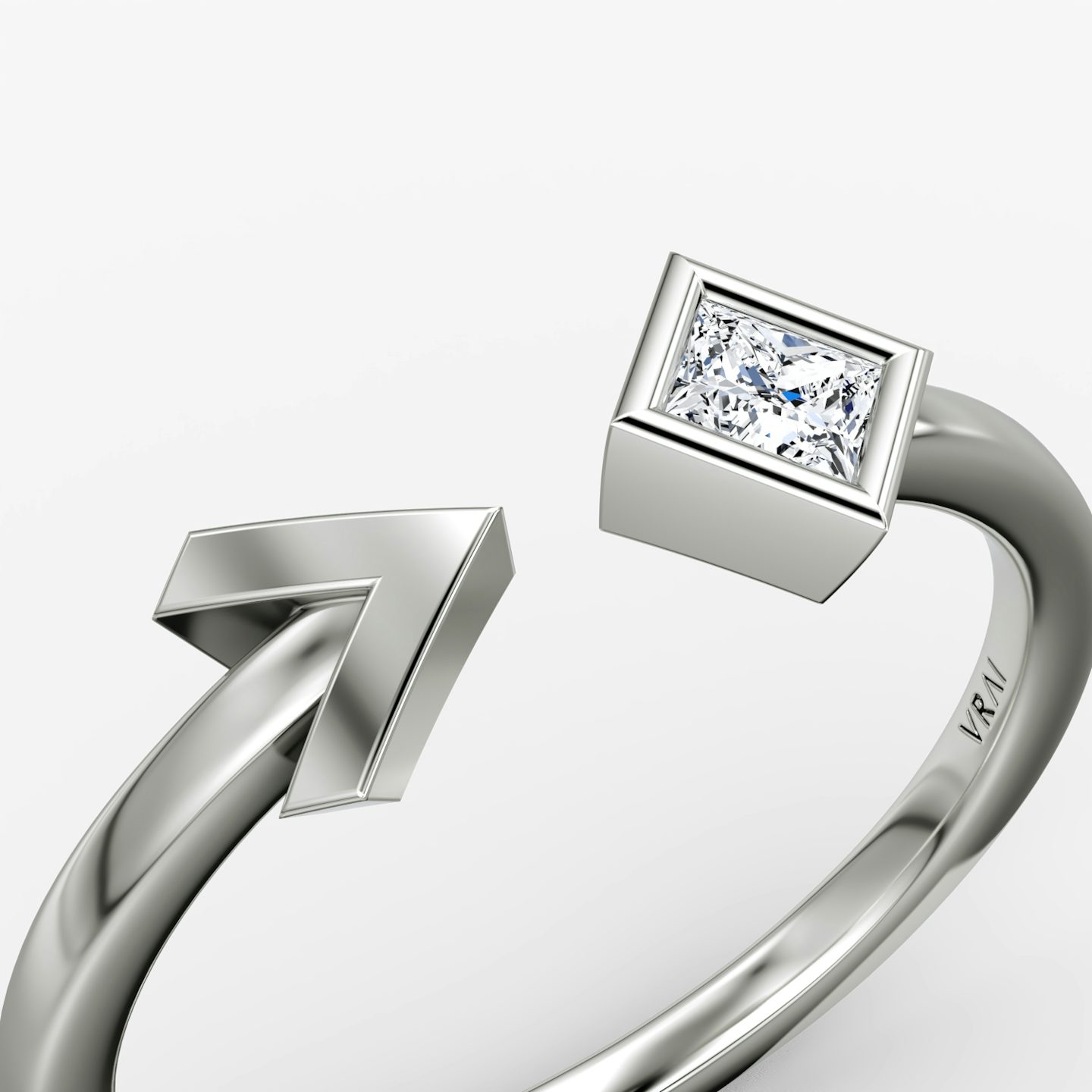 Arrow Cuff Ring | Princess | 14k | White Gold | caratWeight: 0.15ct