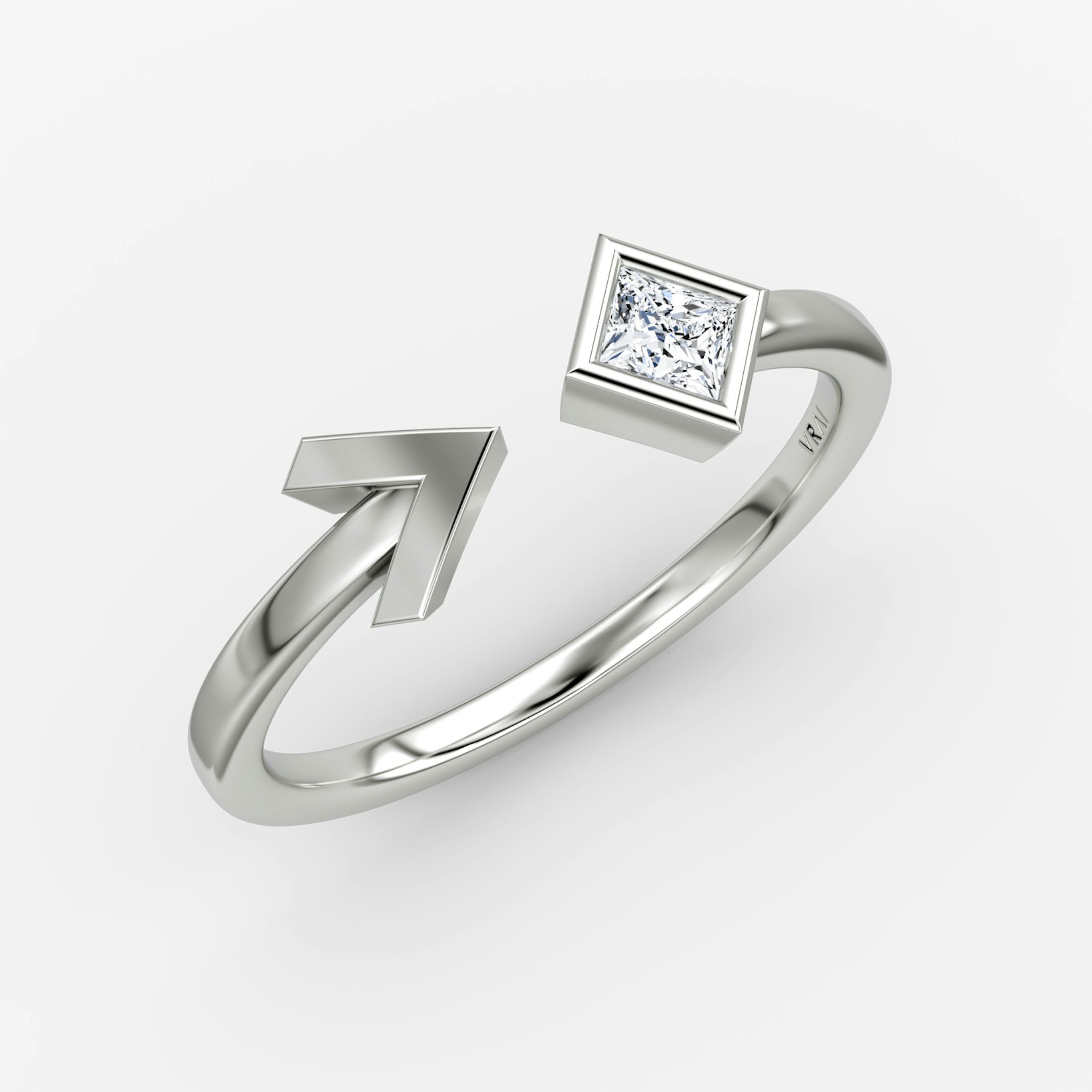 Arrow Cuff Ring | Princess | 14k | White Gold | caratWeight: 0.15ct