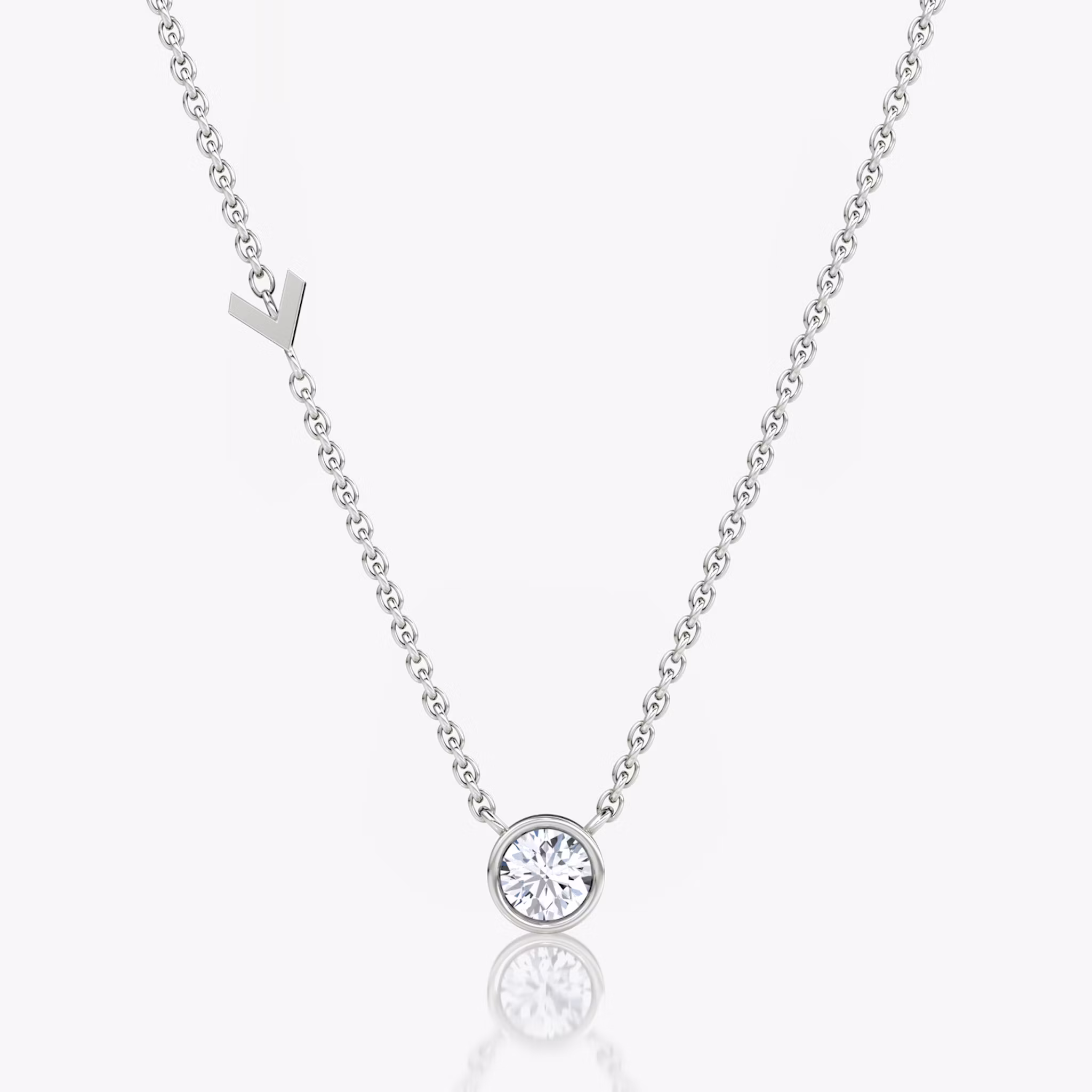 Arrow Station Necklace Round Brilliant | White Gold