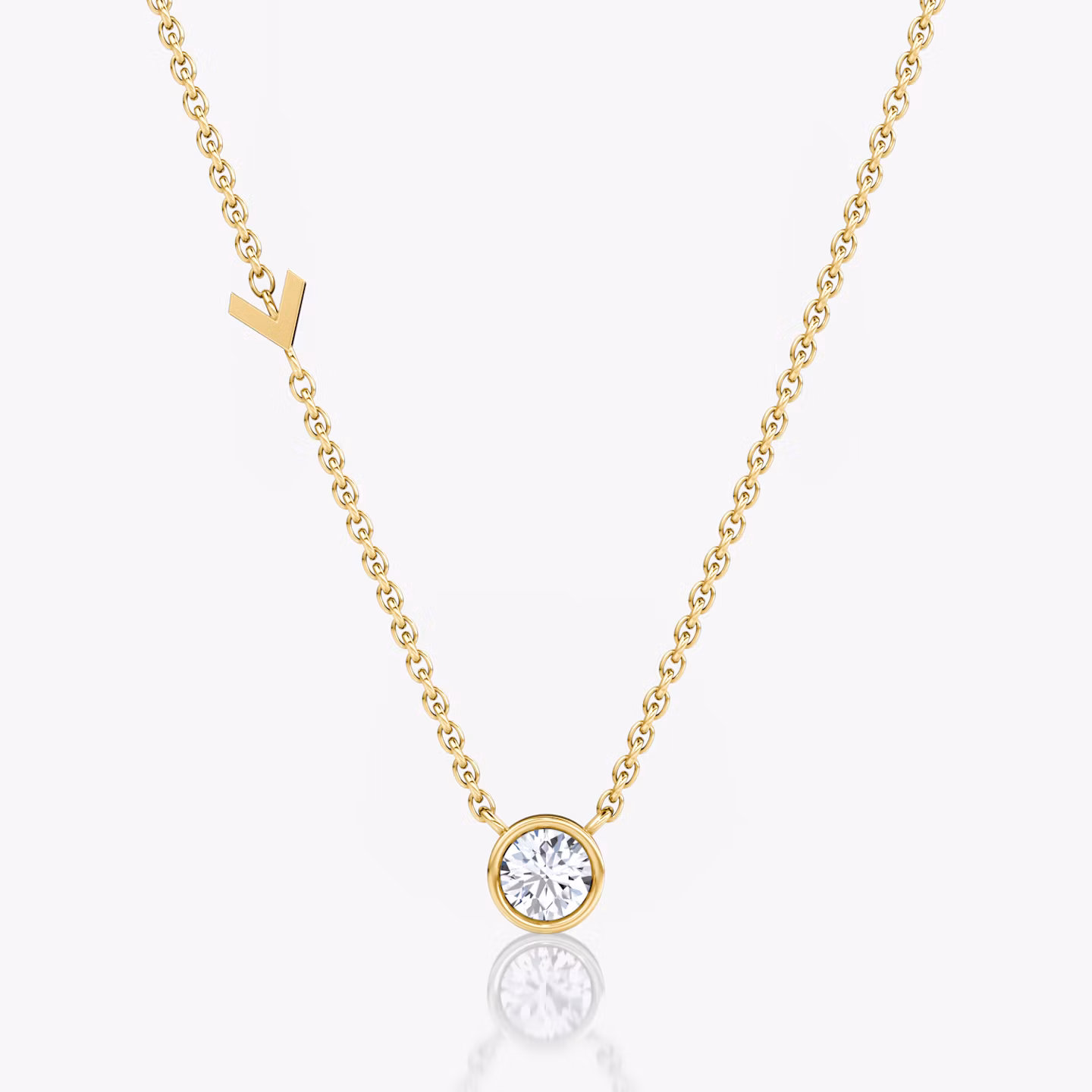Arrow Station Necklace Round Brilliant | Yellow Gold