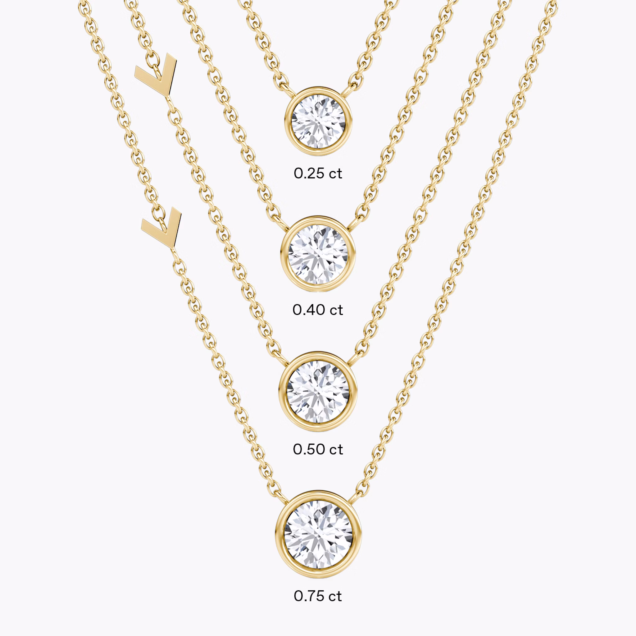 Arrow Station Necklace | Round Brilliant | 14k | Yellow Gold | caratWeight: 0.25ct