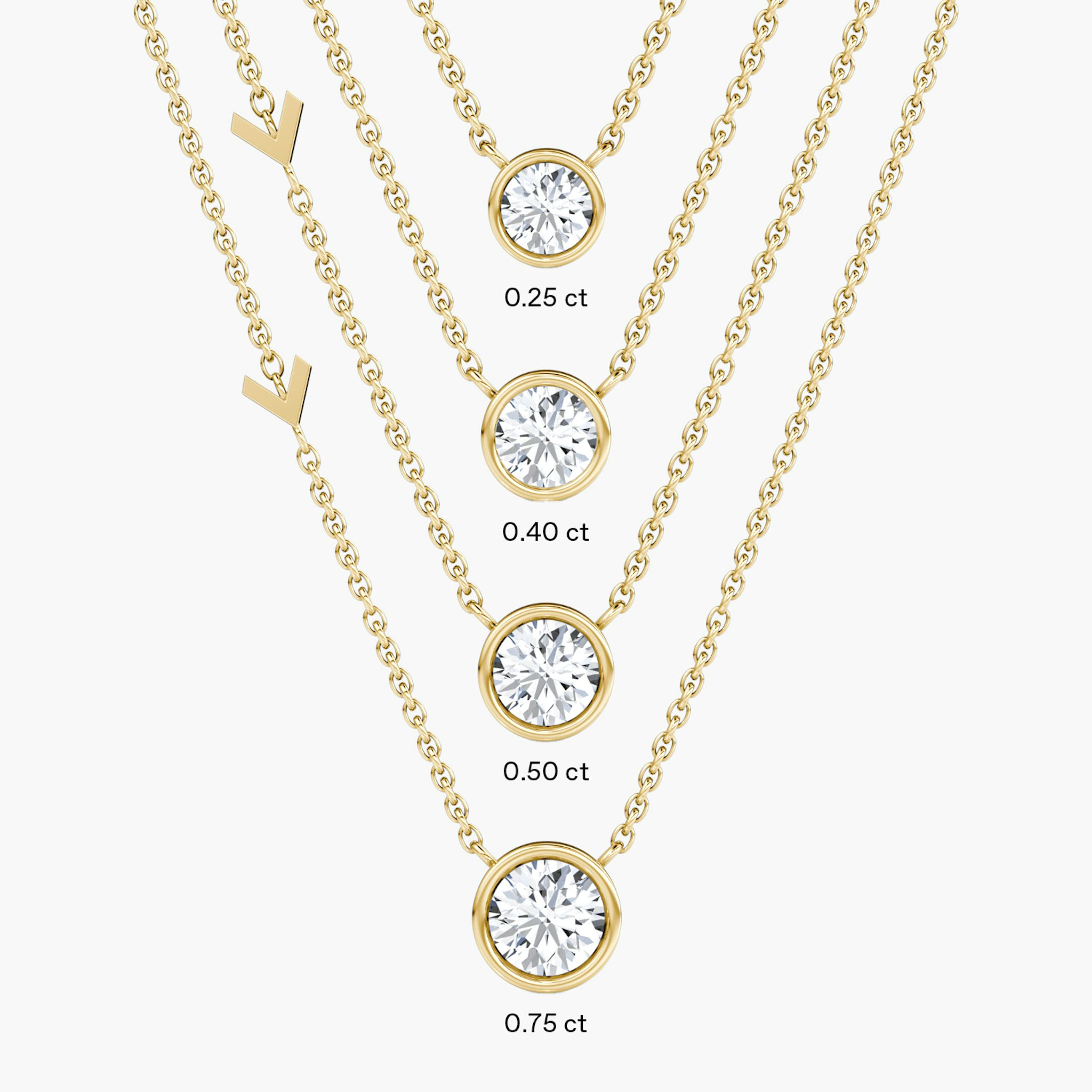 Arrow Station Necklace | Round Brilliant | 14k | Yellow Gold | caratWeight: 0.25ct