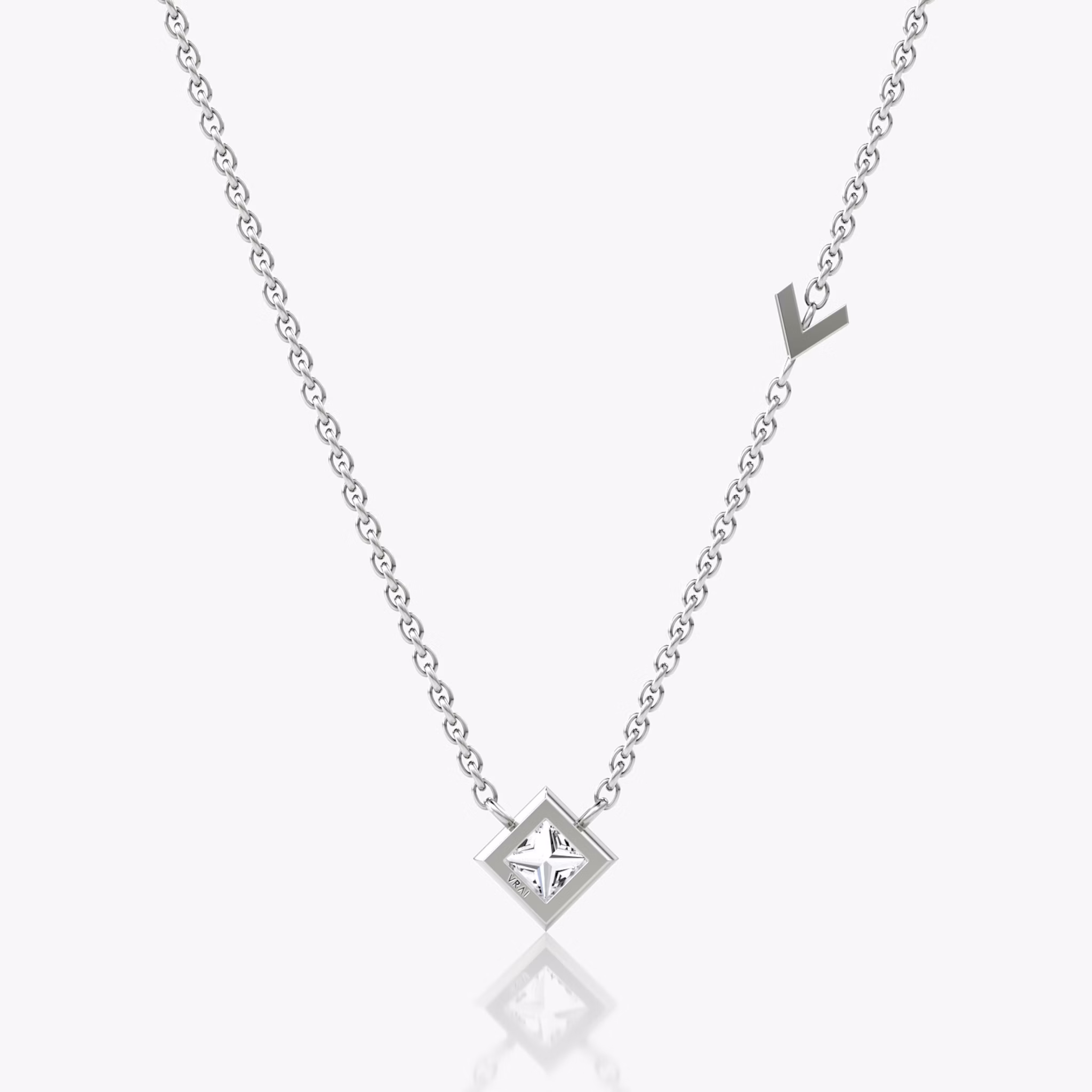 Arrow Station Necklace | Princess | 14k | White Gold | caratWeight: 0.25ct