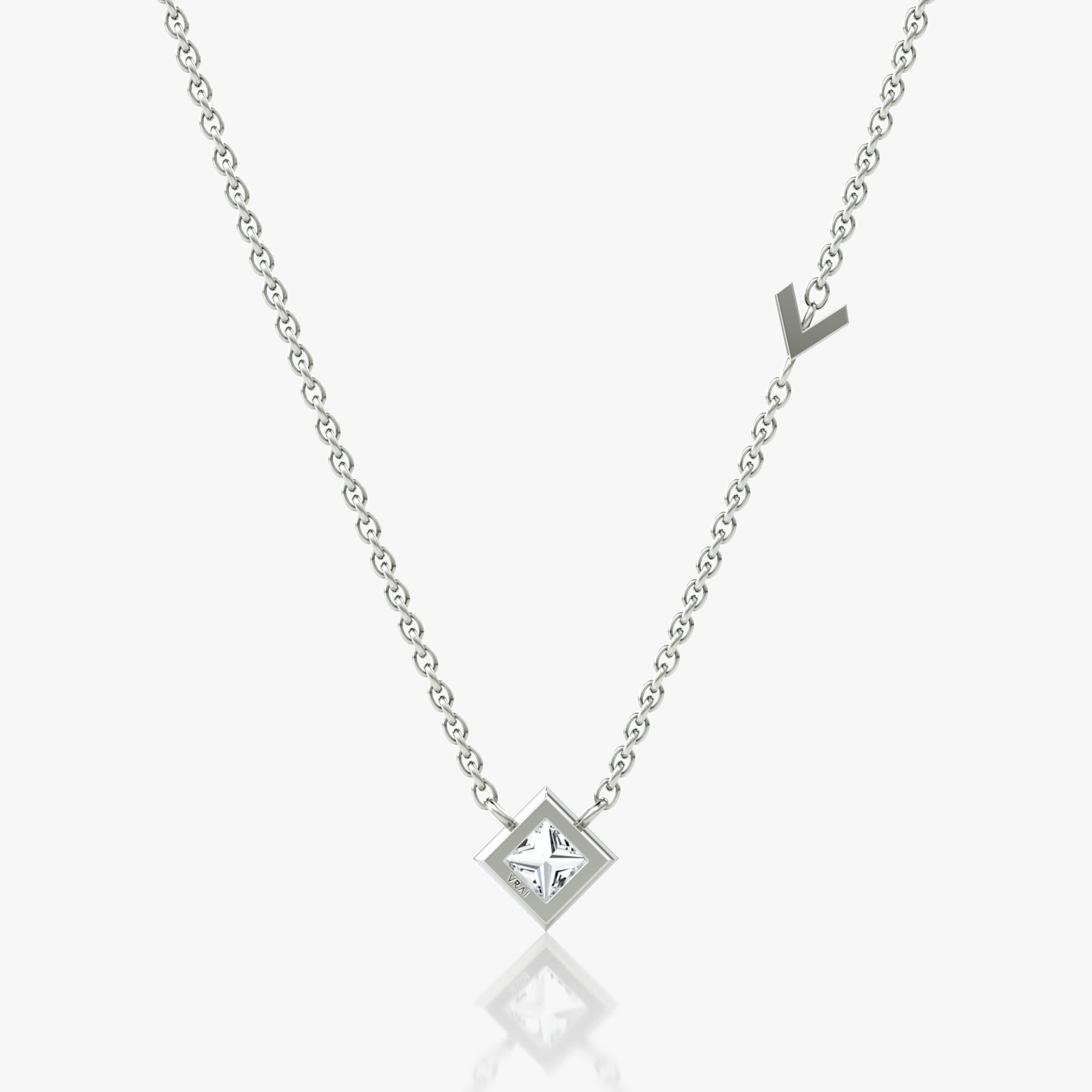 Arrow Station Necklace | Princess | 14k | White Gold | caratWeight: 0.25ct