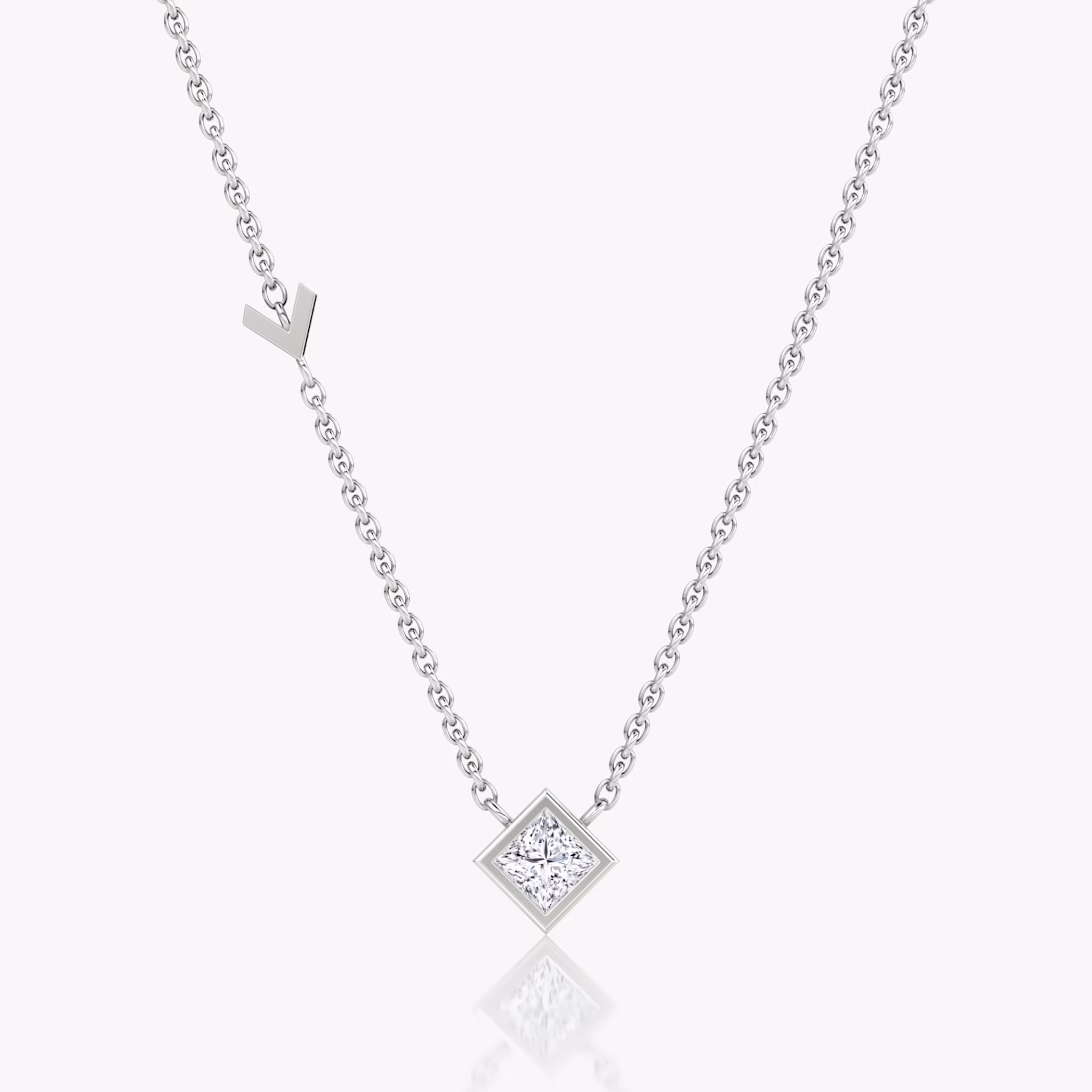 Arrow Station Necklace | Princess | 14k | White Gold | caratWeight: 0.25ct