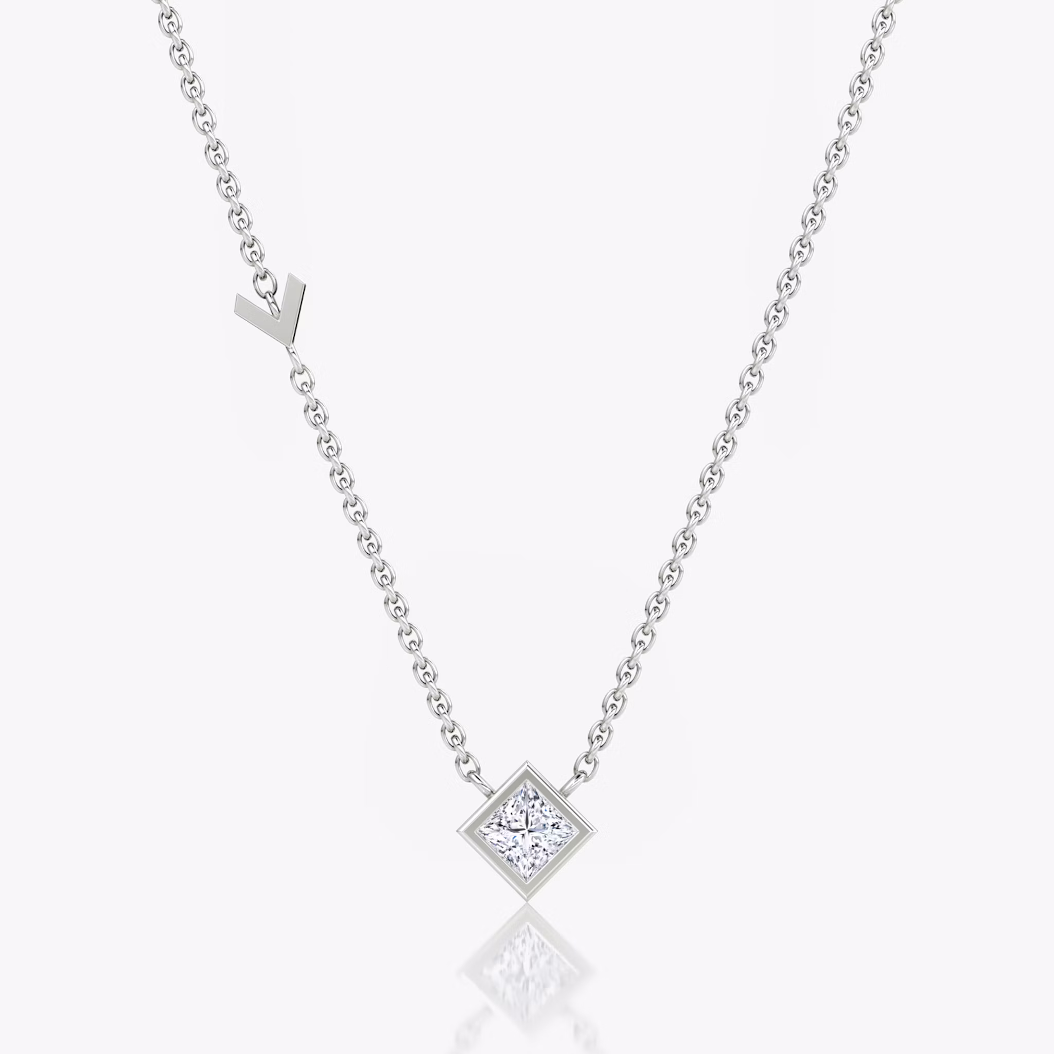 Arrow Station Necklace Princess | White Gold