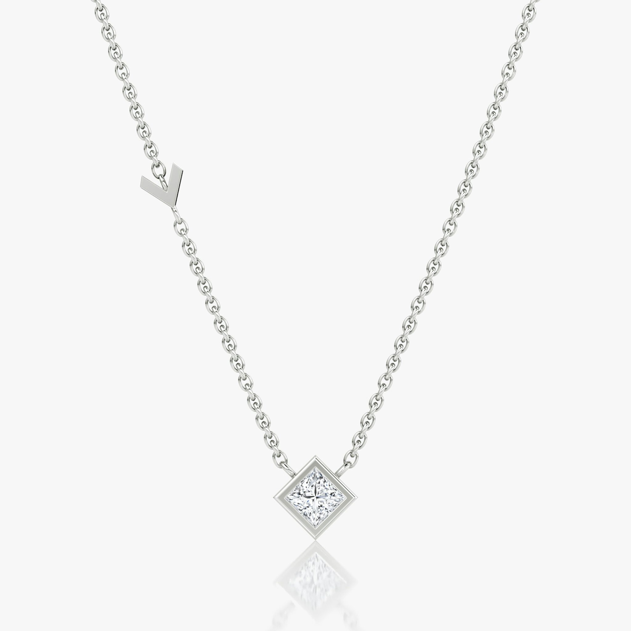 Arrow Station Necklace | Princess | 14k | White Gold | caratWeight: 0.25ct