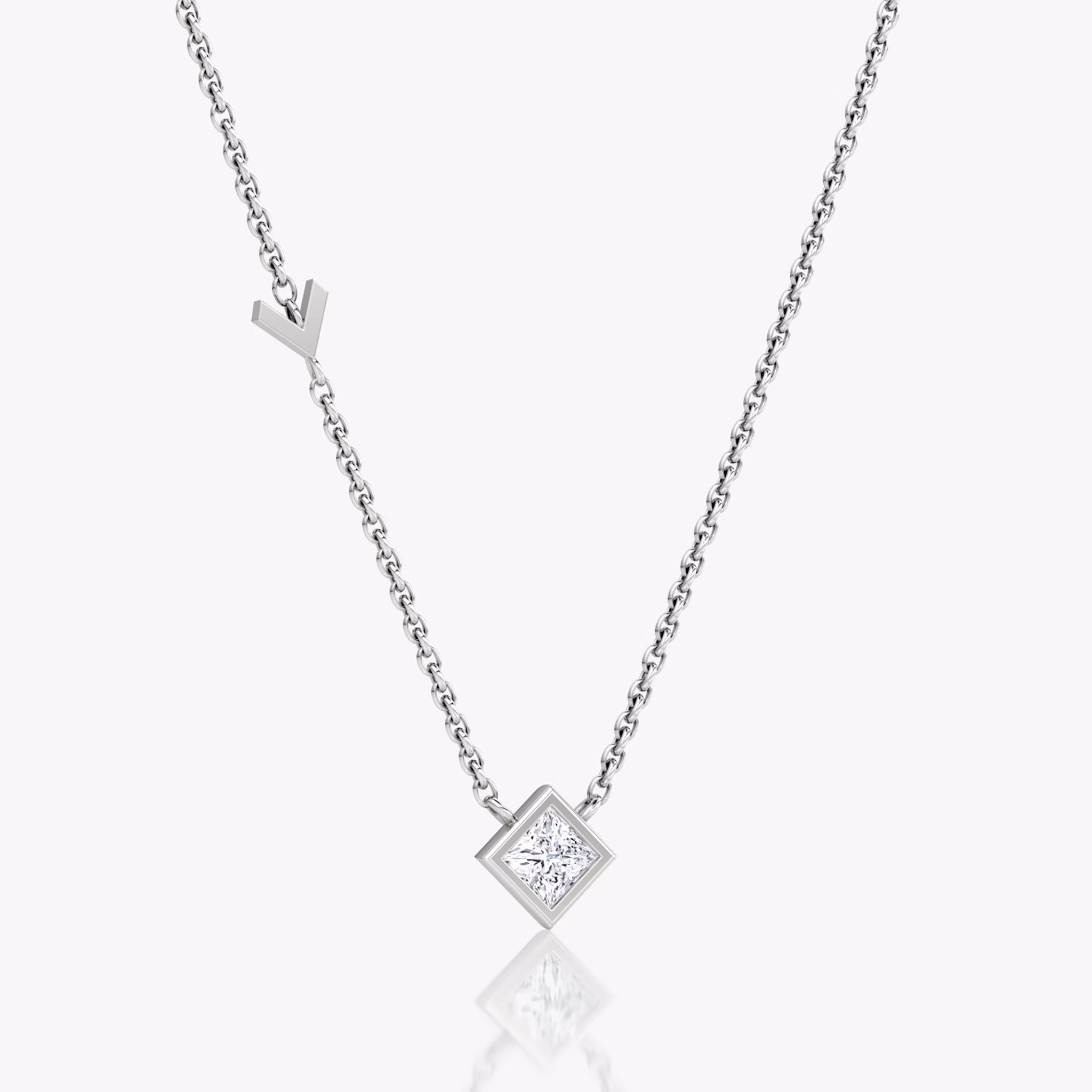 Arrow Station Necklace | Princess | 14k | White Gold | caratWeight: 0.25ct