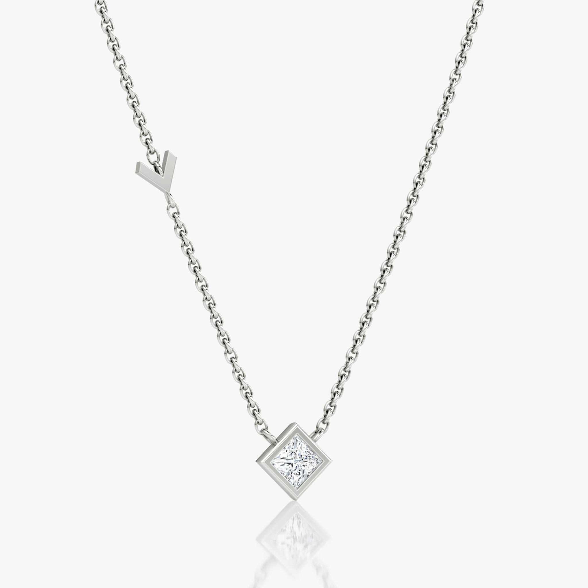 Arrow Station Necklace | Princess | 14k | White Gold | caratWeight: 0.25ct
