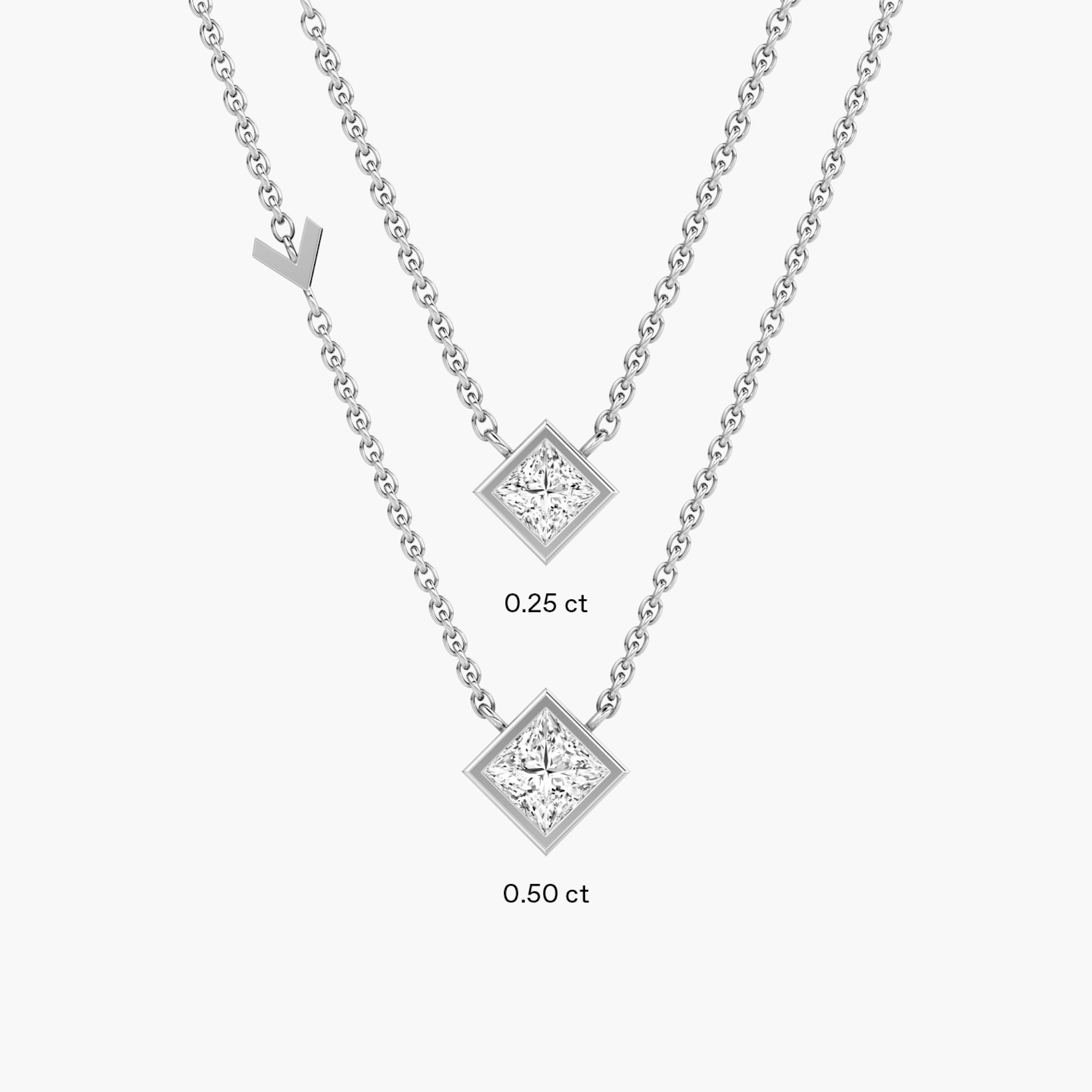 Arrow Station Necklace | Princess | 14k | White Gold | caratWeight: 0.25ct