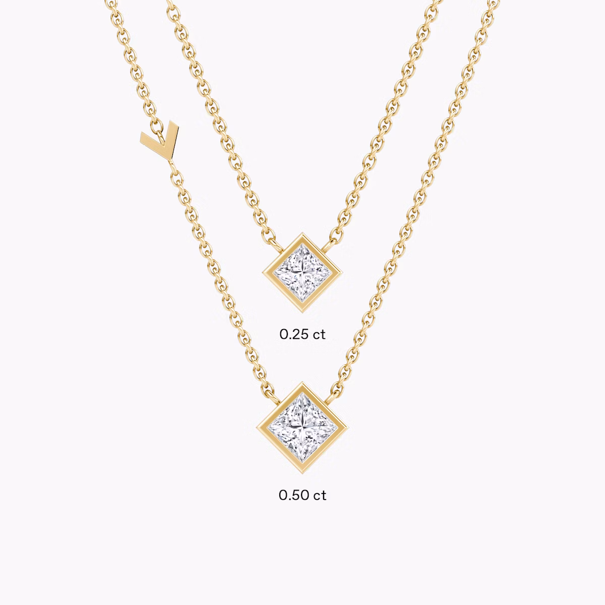 Arrow Station Necklace | Princess | 14k | Yellow Gold | caratWeight: 0.25ct