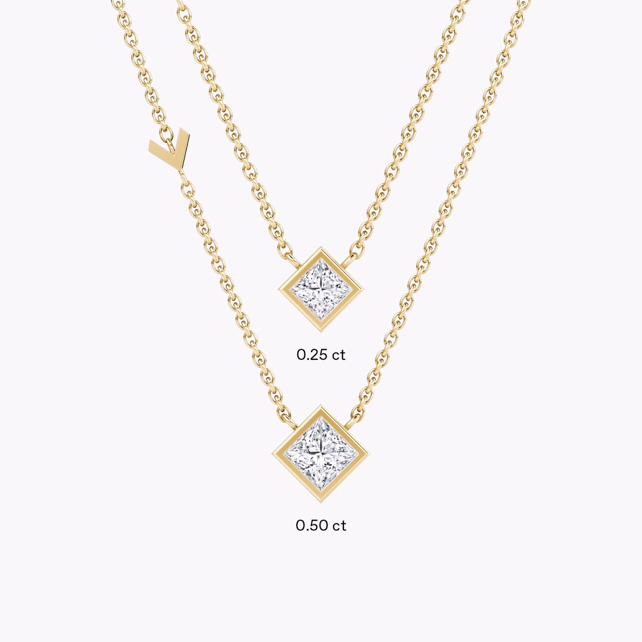 Arrow Station Necklace | Princess | 14k | Yellow Gold | caratWeight: 0.25ct