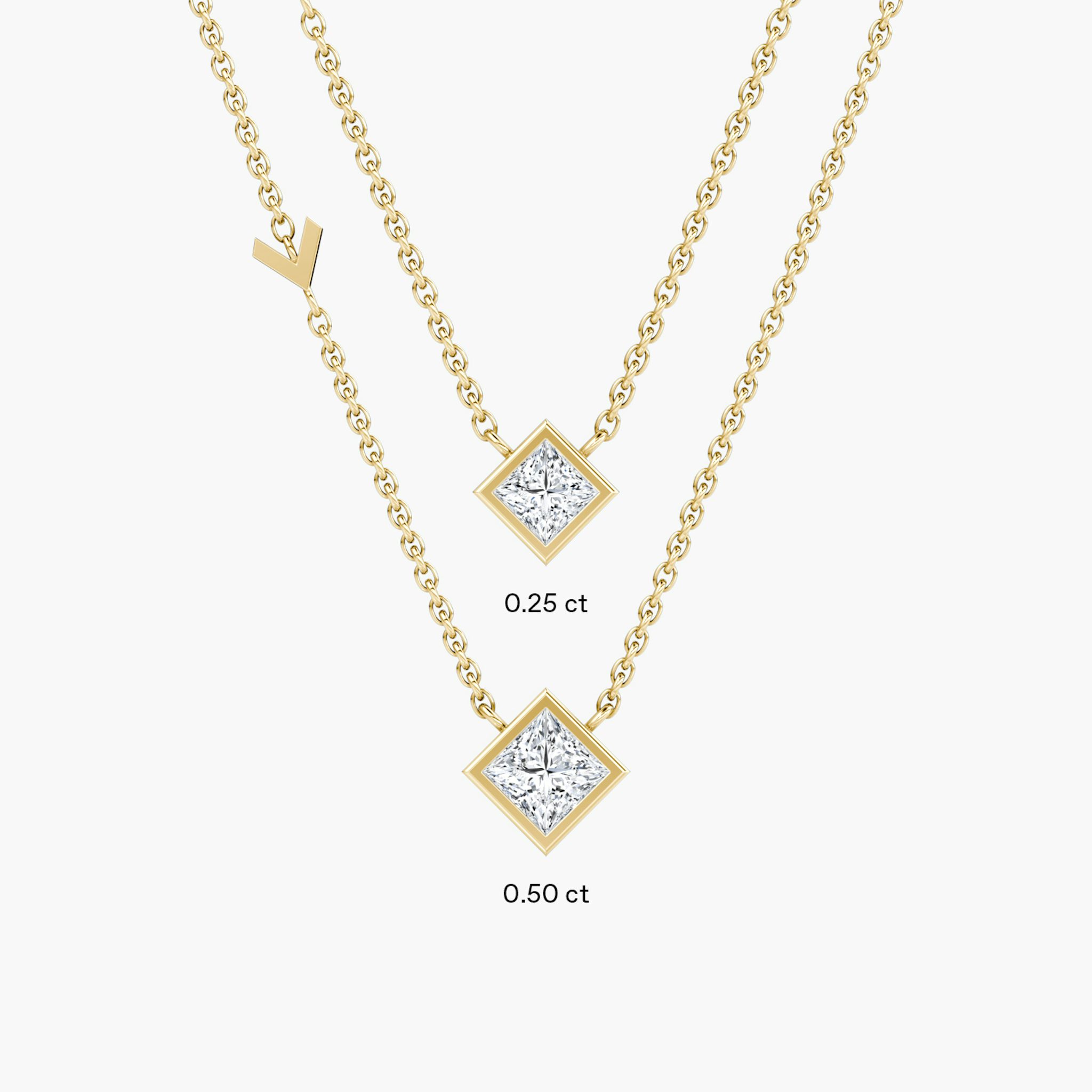 Arrow Station Necklace | Princess | 14k | Yellow Gold | caratWeight: 0.25ct