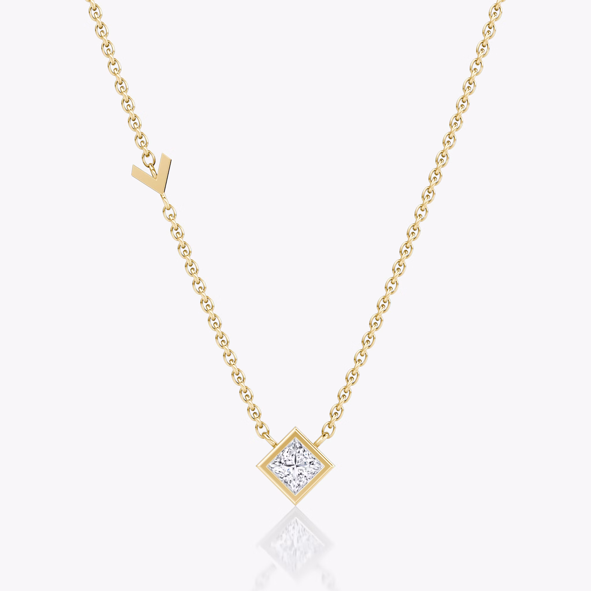 Arrow Station Necklace | Princess | 14k | Yellow Gold | caratWeight: 0.25ct