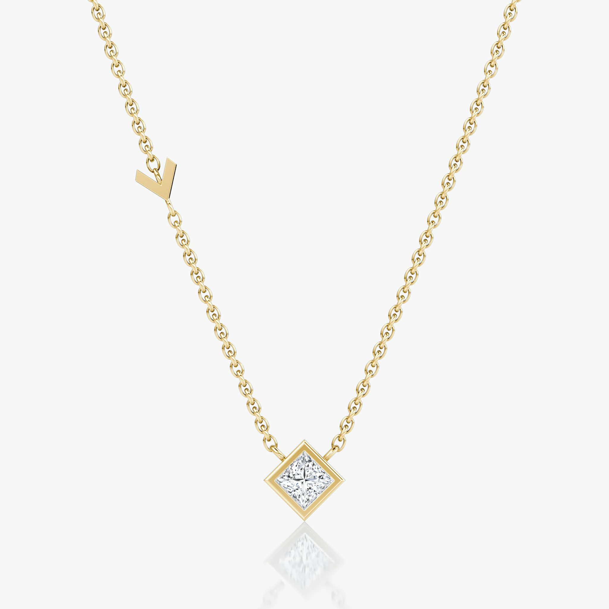 Arrow Station Necklace | Princess | 14k | Yellow Gold | caratWeight: 0.25ct