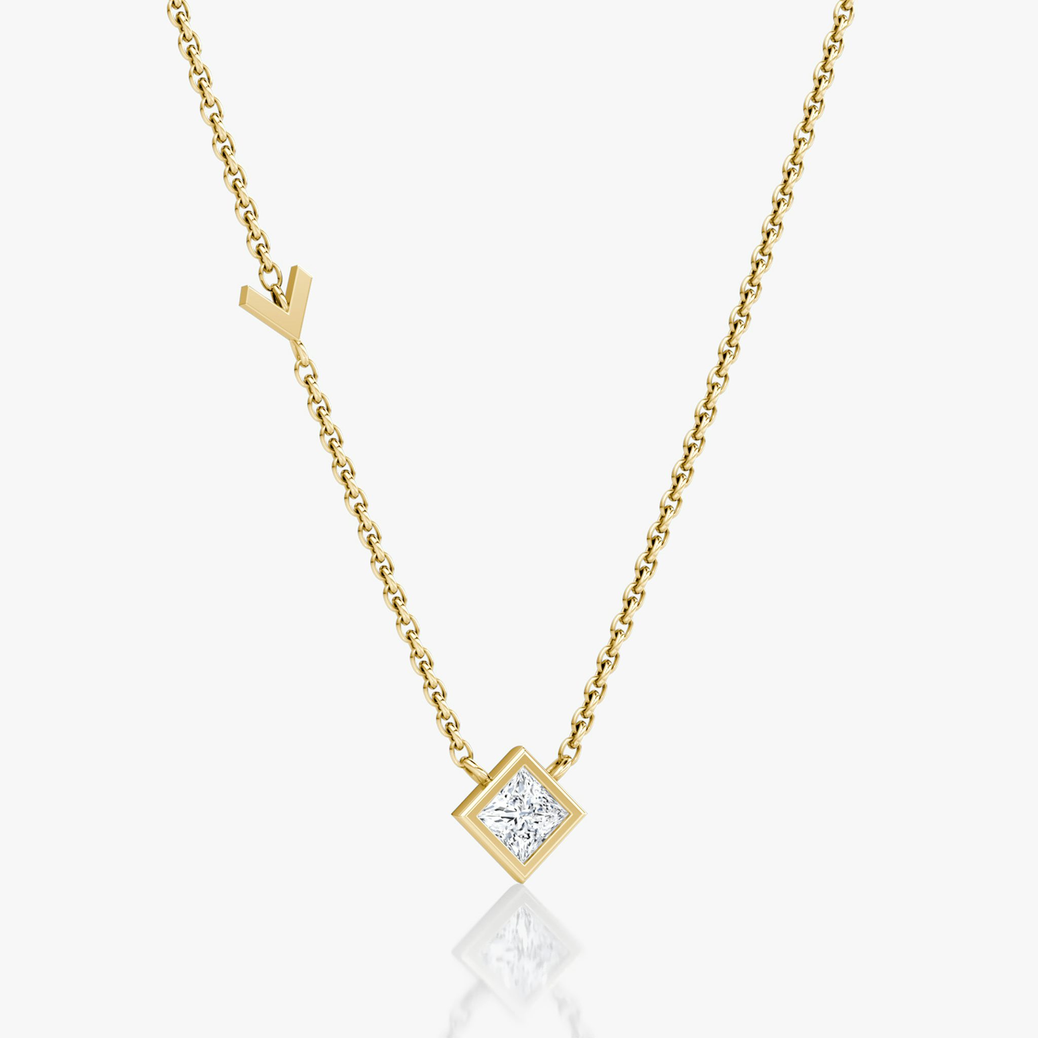 Arrow Station Necklace | Princess | 14k | Yellow Gold | caratWeight: 0.25ct