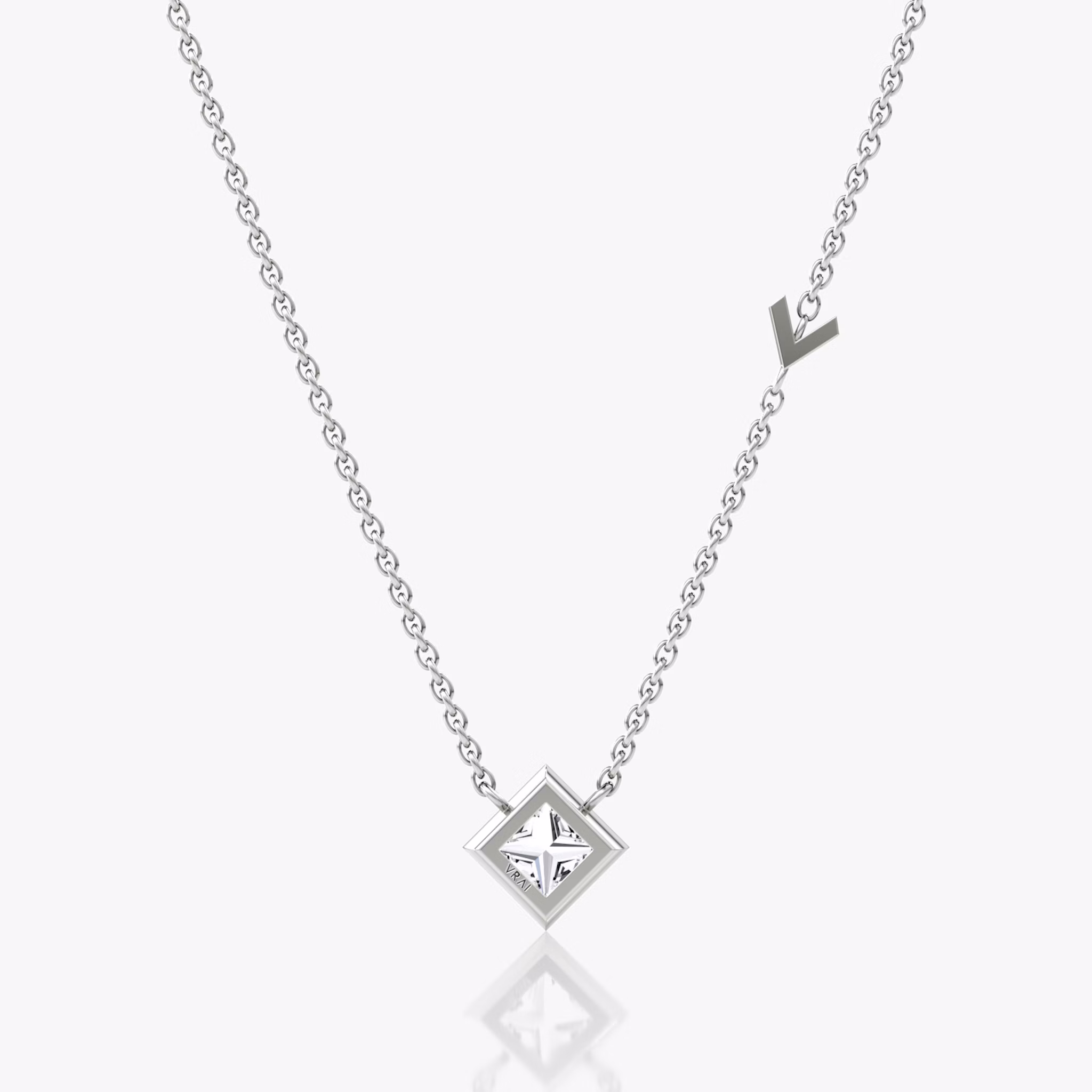 Arrow Station Necklace | Princess | 14k | White Gold | caratWeight: 0.50ct
