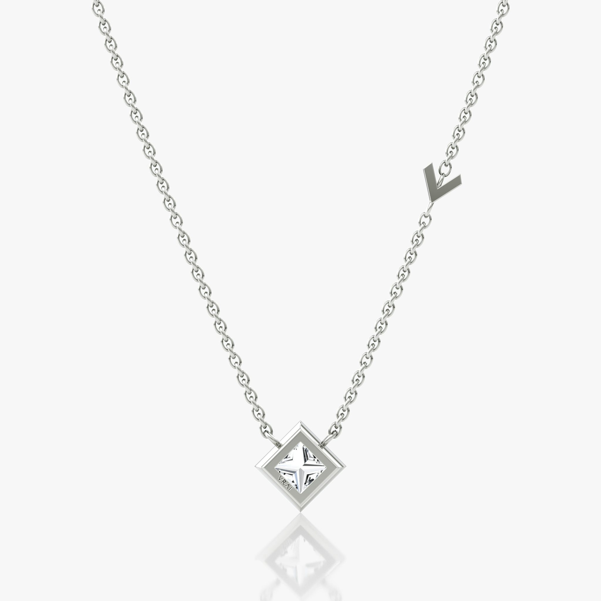 Arrow Station Necklace | Princess | 14k | White Gold | caratWeight: 0.50ct