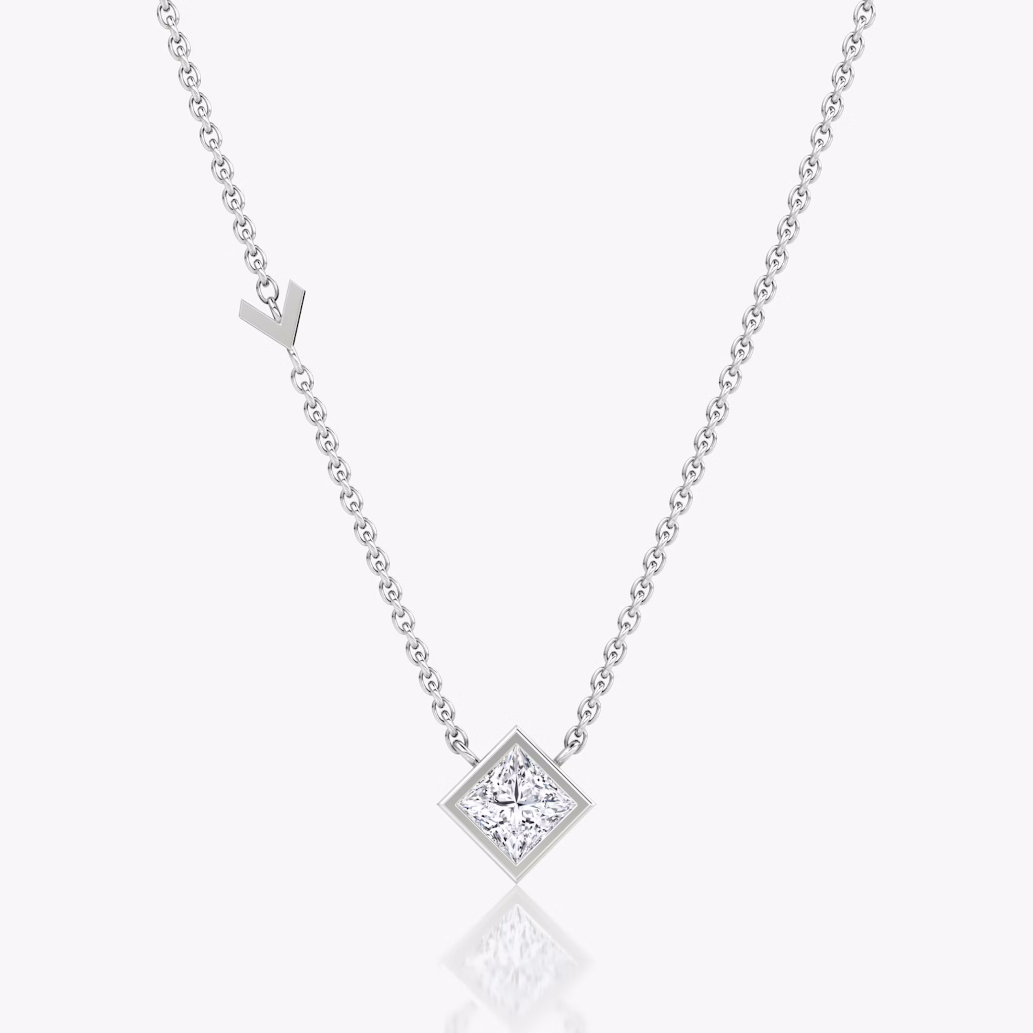 Arrow Station Necklace | Princess | 14k | White Gold | caratWeight: 0.50ct