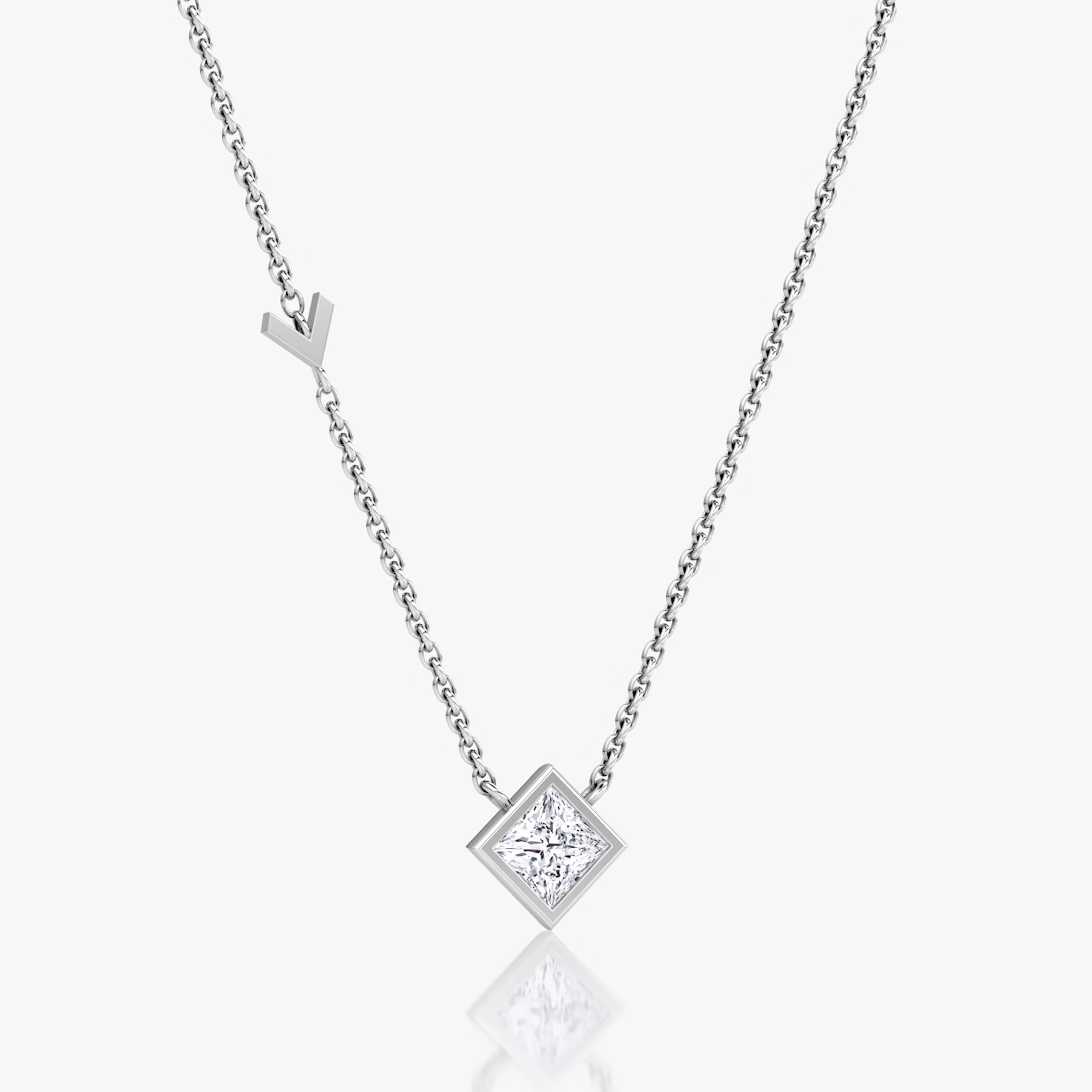 Arrow Station Necklace | Princess | 14k | White Gold | caratWeight: 0.50ct