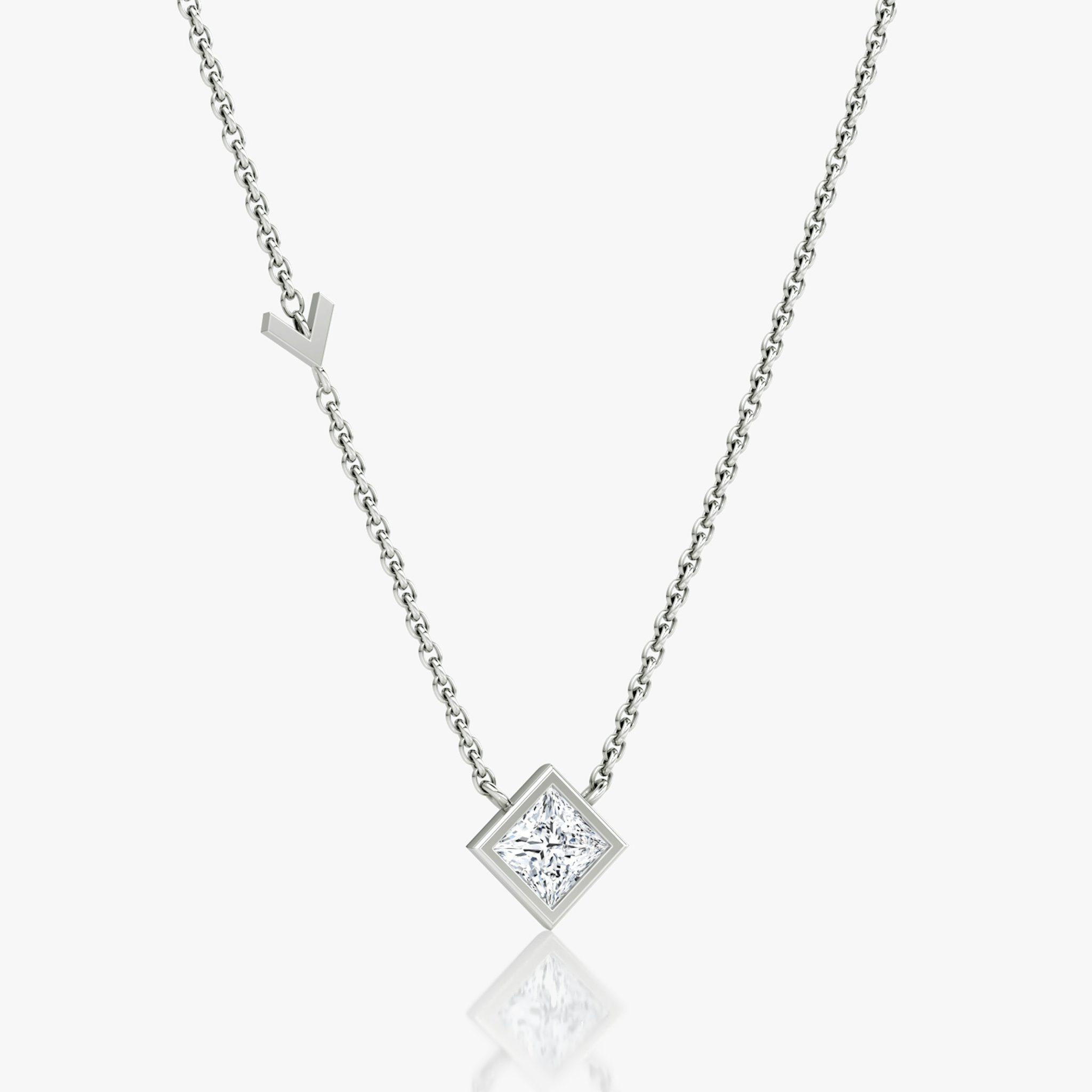 Arrow Station Necklace | Princess | 14k | White Gold | caratWeight: 0.50ct