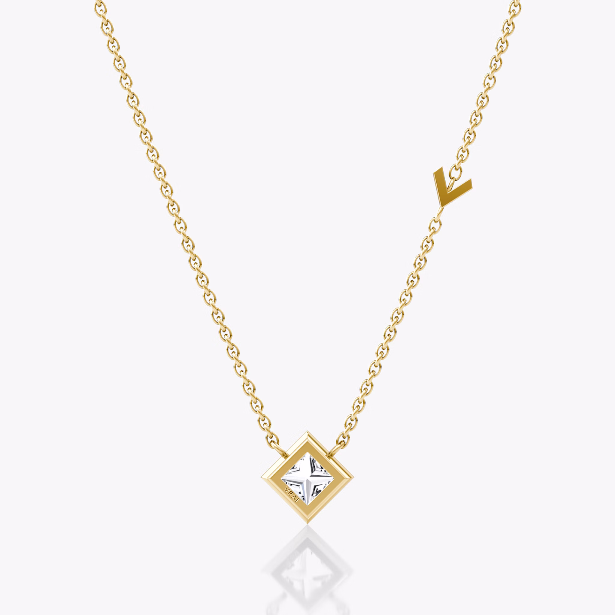 Arrow Station Necklace | Princess | 14k | Yellow Gold | caratWeight: 0.50ct