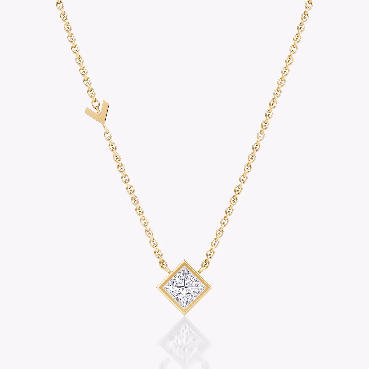 Arrow Station Necklace | Princess | 14k | Yellow Gold | caratWeight: 0.50ct