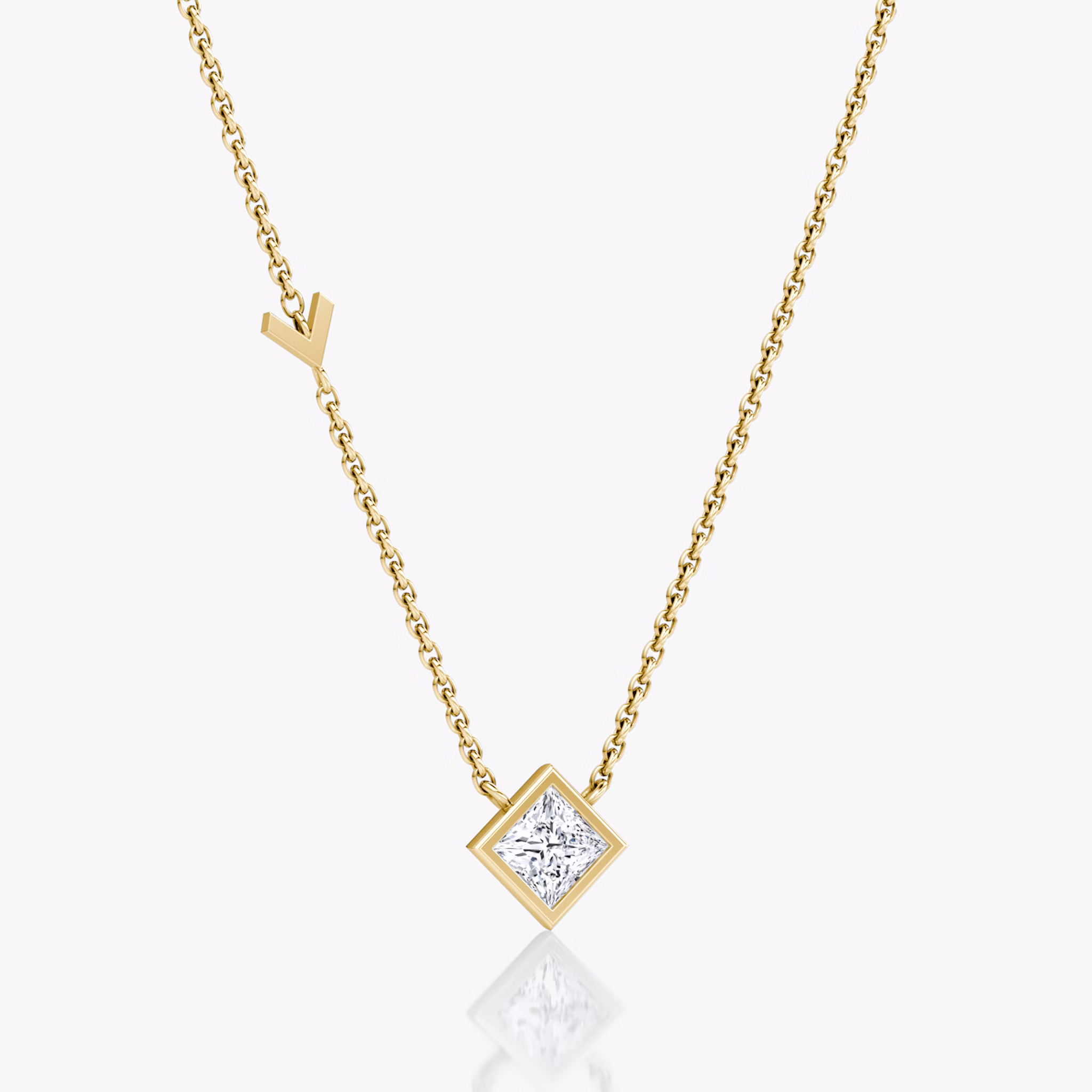Arrow Station Necklace | Princess | 14k | Yellow Gold | caratWeight: 0.50ct
