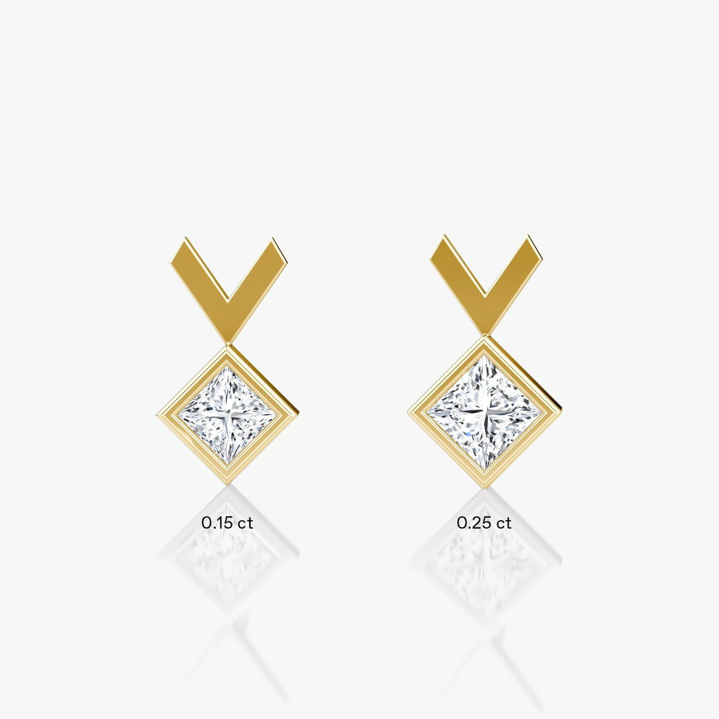 Clou d'oreille Arrow | Princesse | 14k | Or jaune | caratWeight: 0.15ct