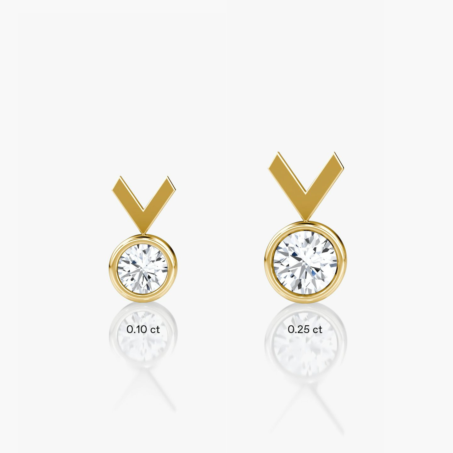 Clou d'oreille Arrow | Rond Brillant | 14k | Or jaune | caratWeight: 0.10ct