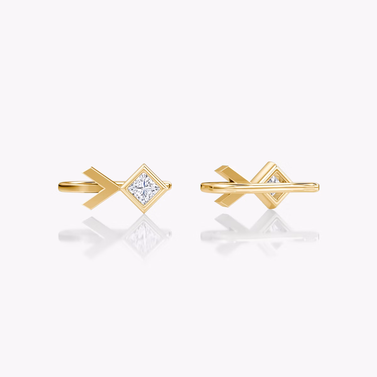 Arrow Cuff Earring | Princess | 14k | Yellow Gold | caratWeight: 0.25ct
