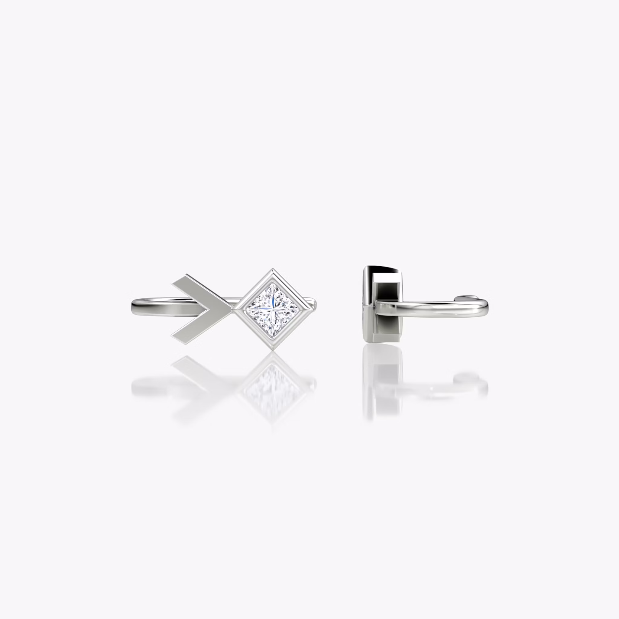 Arrow Cuff Earring | Princess | 14k | White Gold | caratWeight: 0.25ct