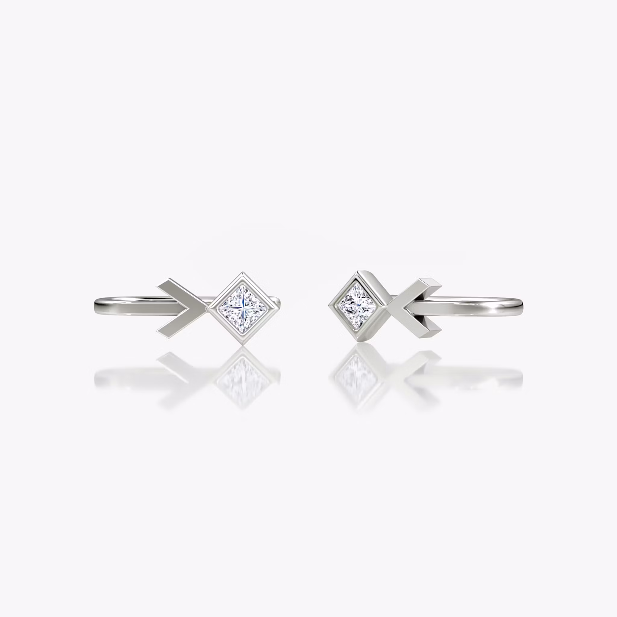 Arrow Cuff Earring Princess | White Gold