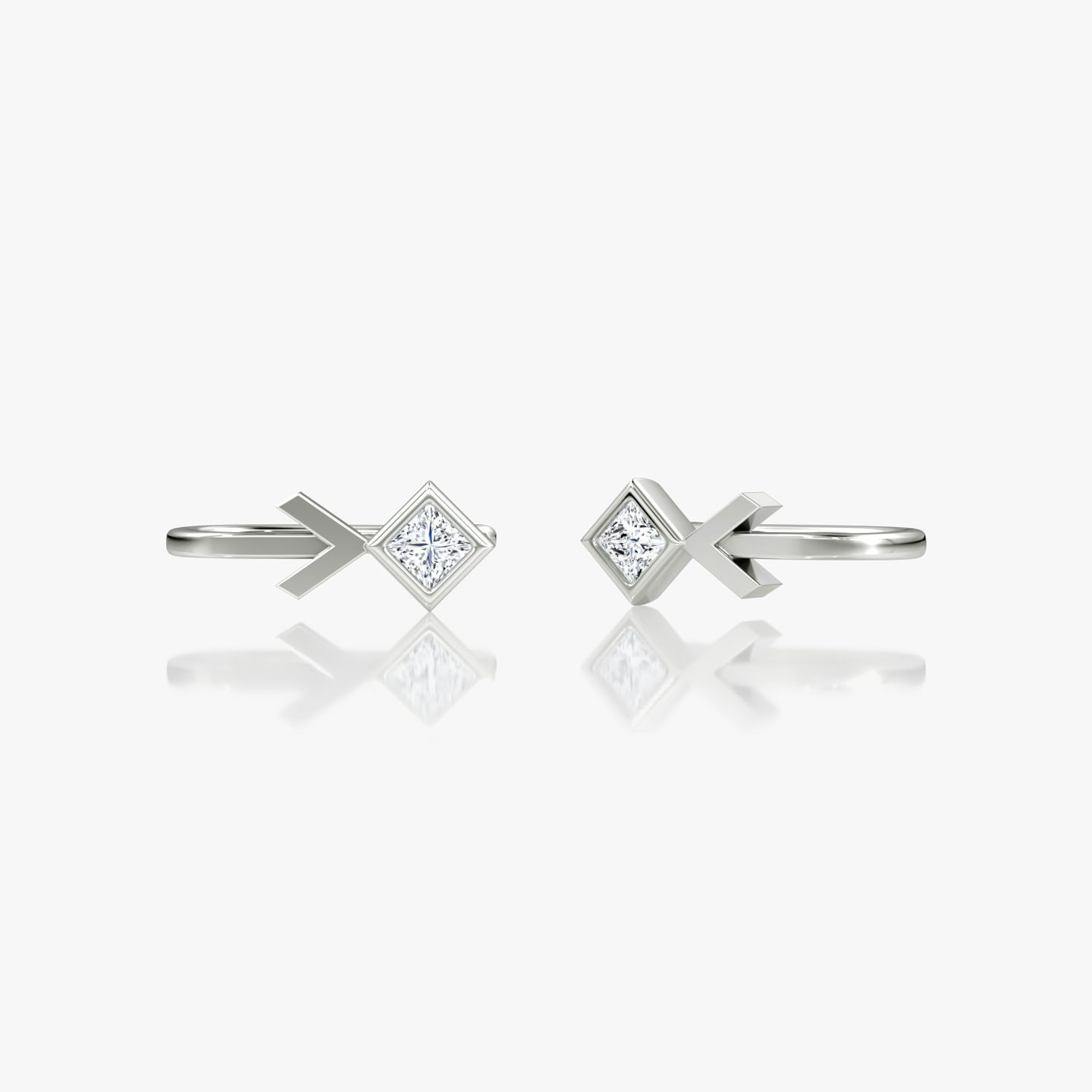 Boucle d'oreille Manchette Arrow Cuff  | Princesse | 14k | Or blanc | caratWeight: 0.15ct
