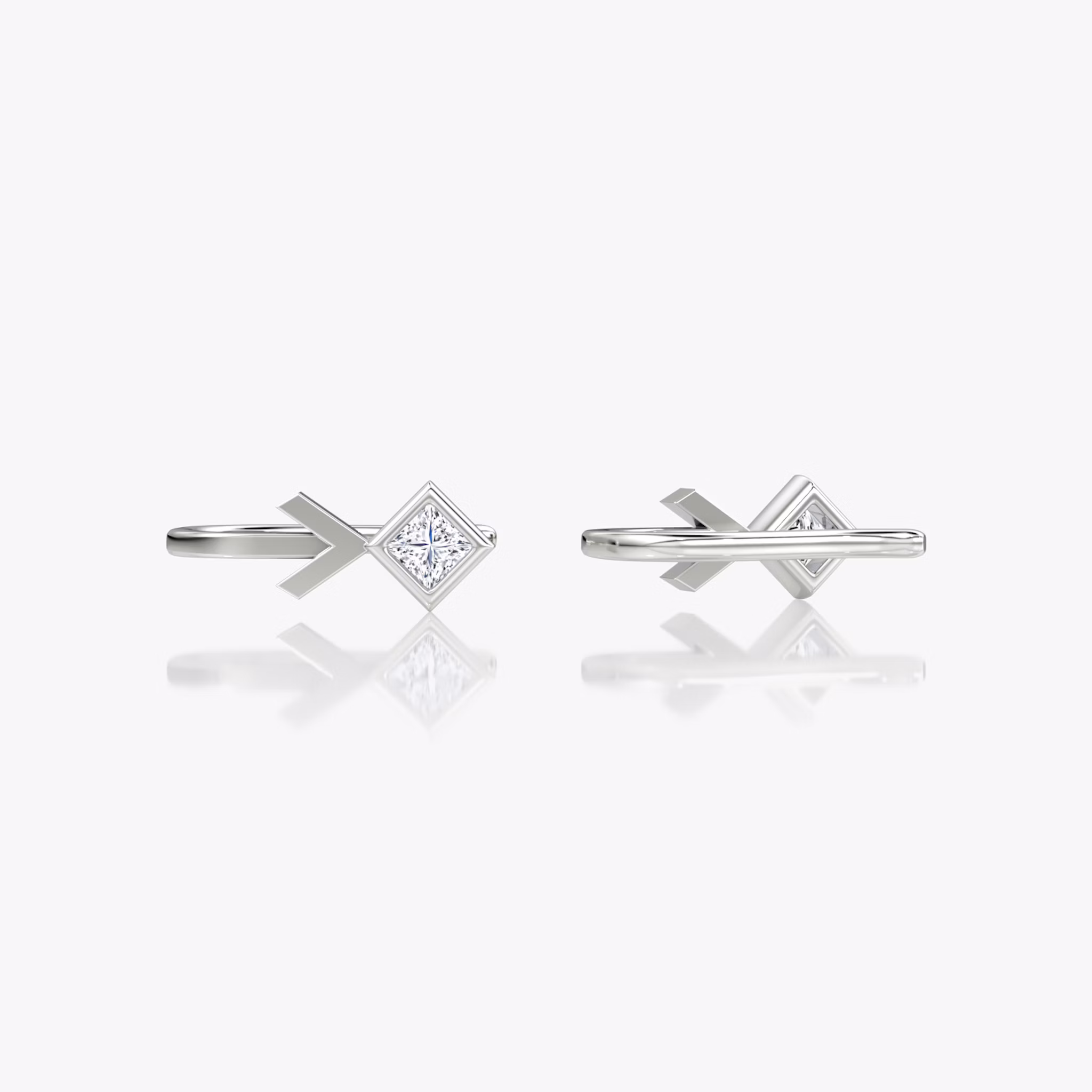 Arrow Cuff Earring | Princess | 14k | White Gold | caratWeight: 0.15ct