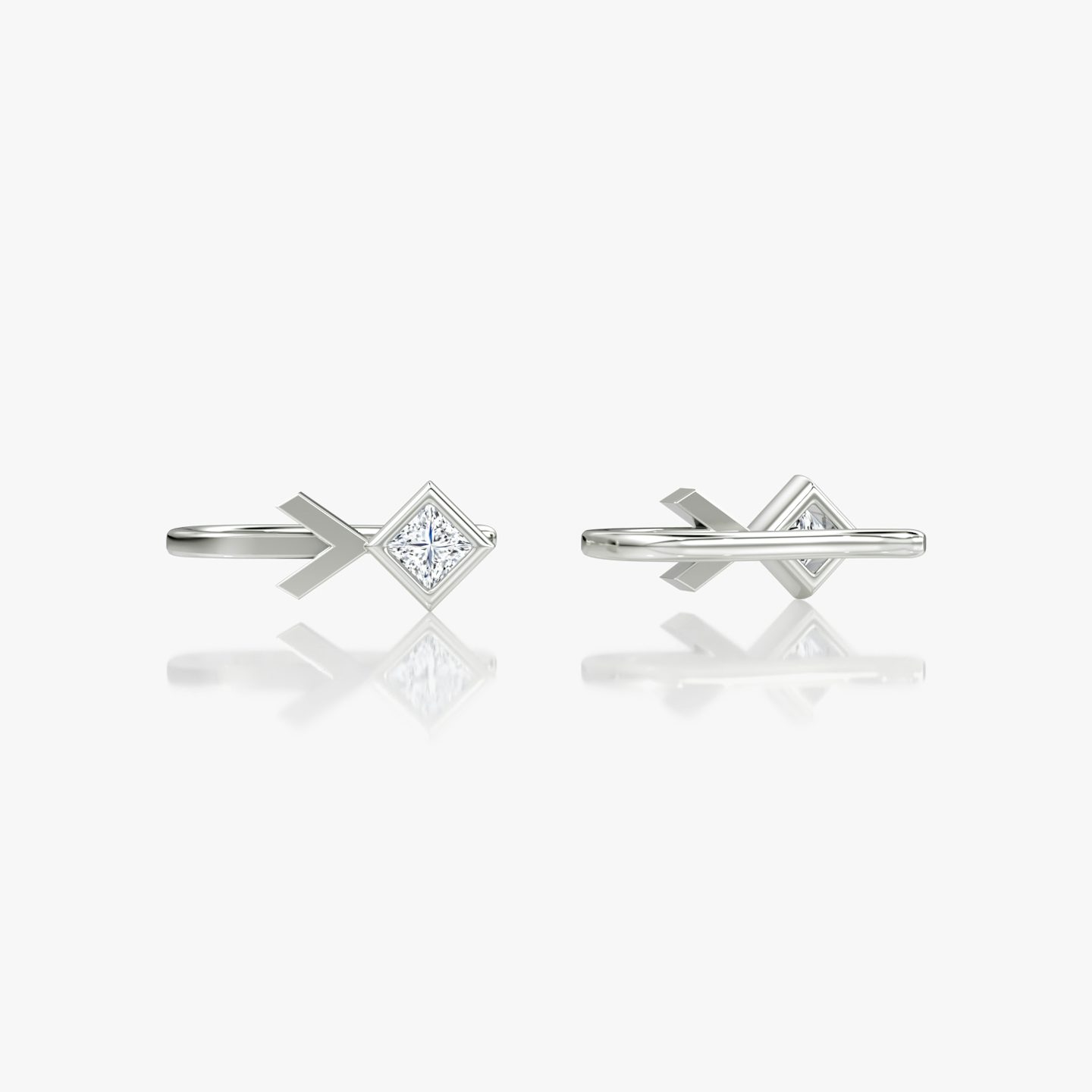 Boucle d'oreille Manchette Arrow Cuff  | Princesse | 14k | Or blanc | caratWeight: 0.15ct