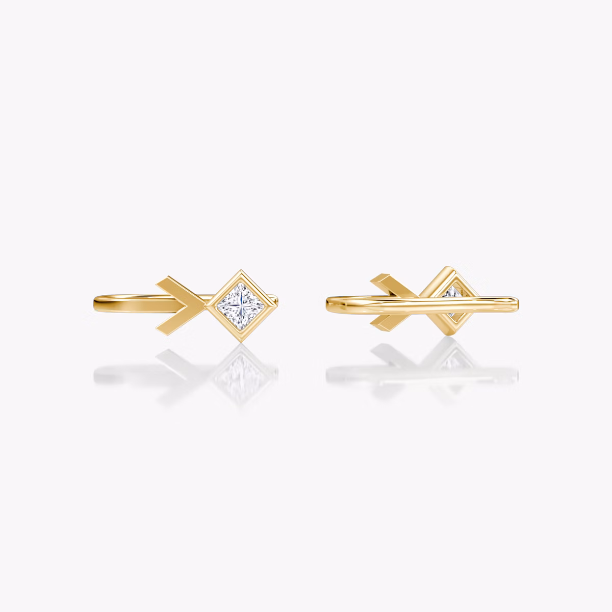Arrow Cuff Earring | Princess | 14k | Yellow Gold | caratWeight: 0.15ct