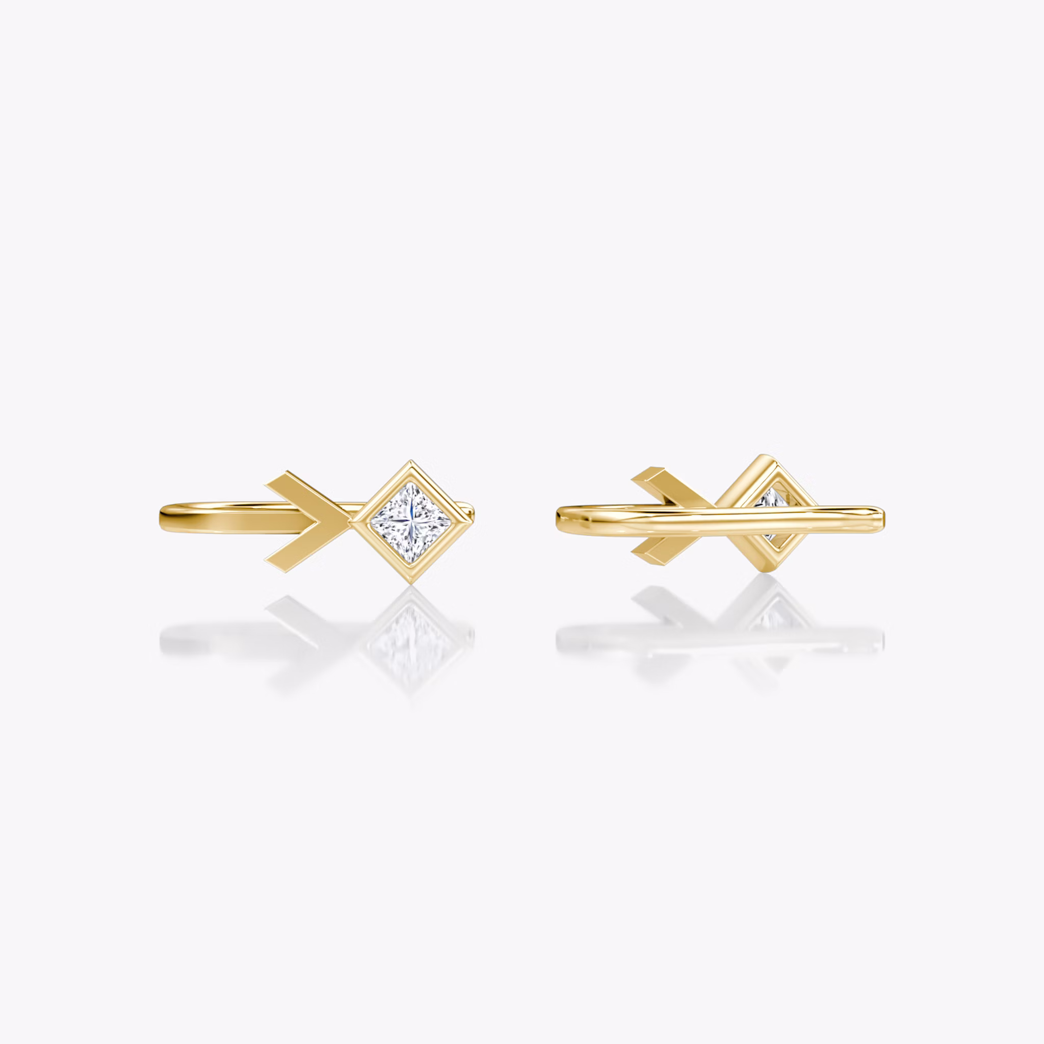 Arrow Cuff Earring | Princess | 14k | Yellow Gold | caratWeight: 0.15ct