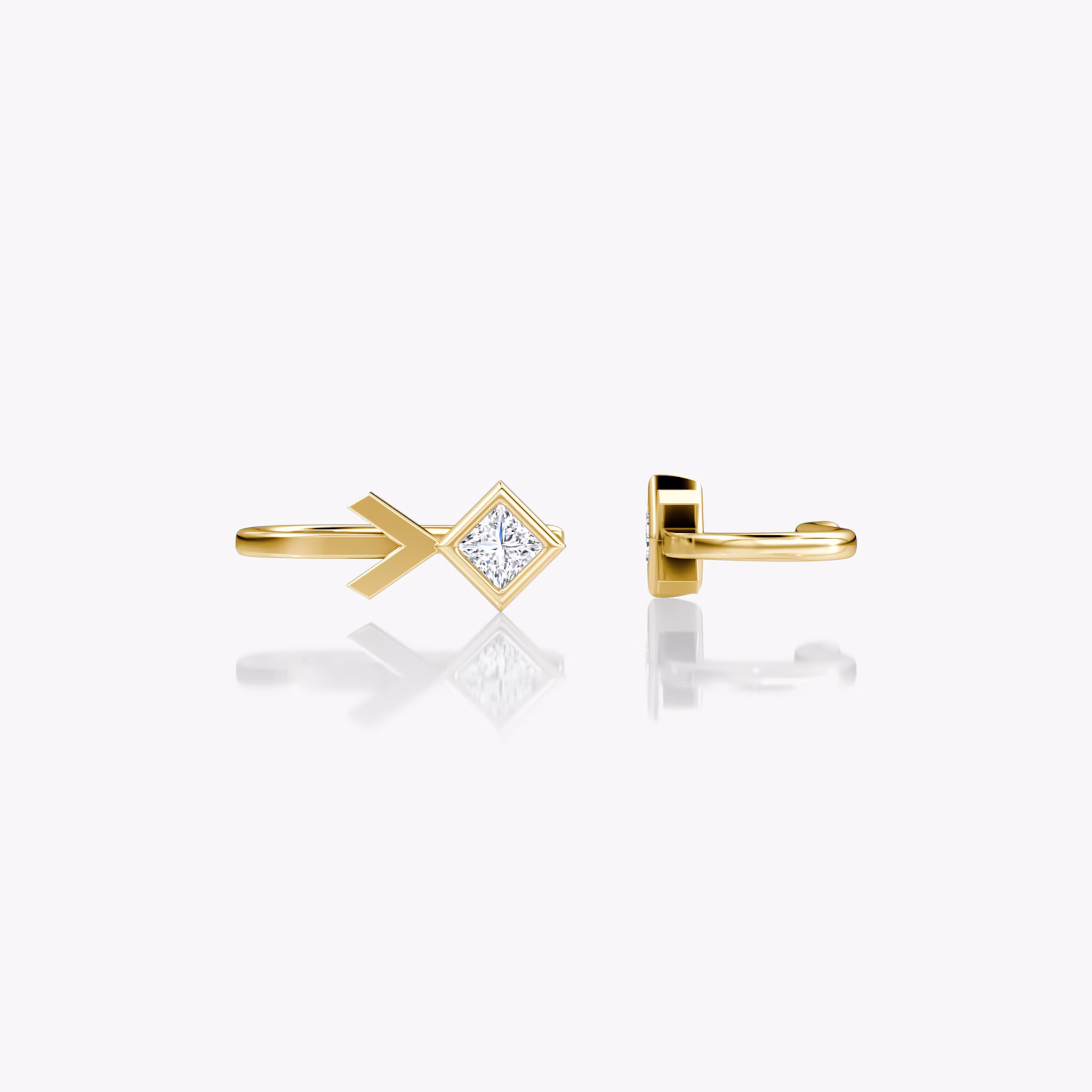 Arrow Cuff Earring | Princess | 14k | Yellow Gold | caratWeight: 0.15ct
