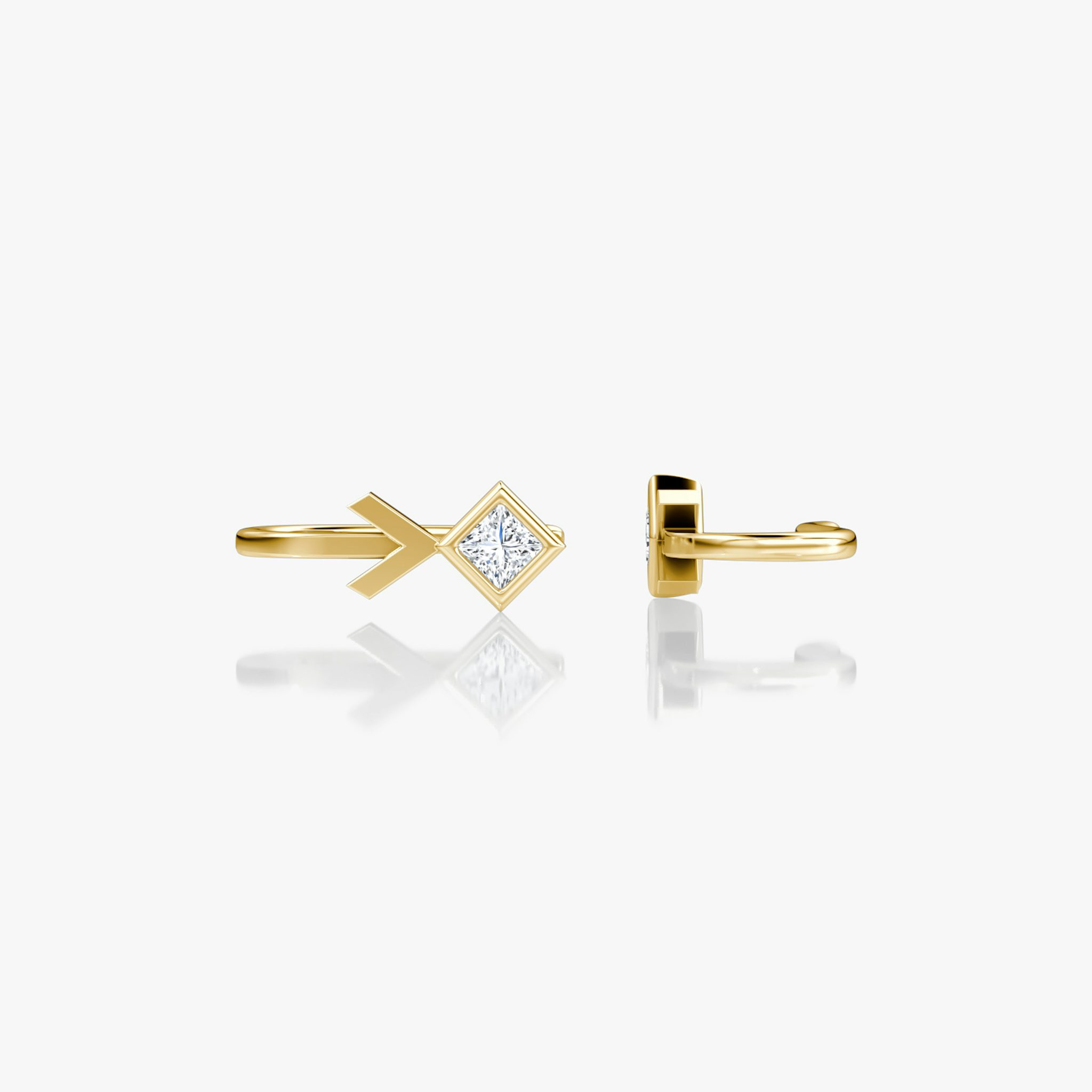 Arrow Cuff Earring | Princess | 14k | Yellow Gold | caratWeight: 0.15ct