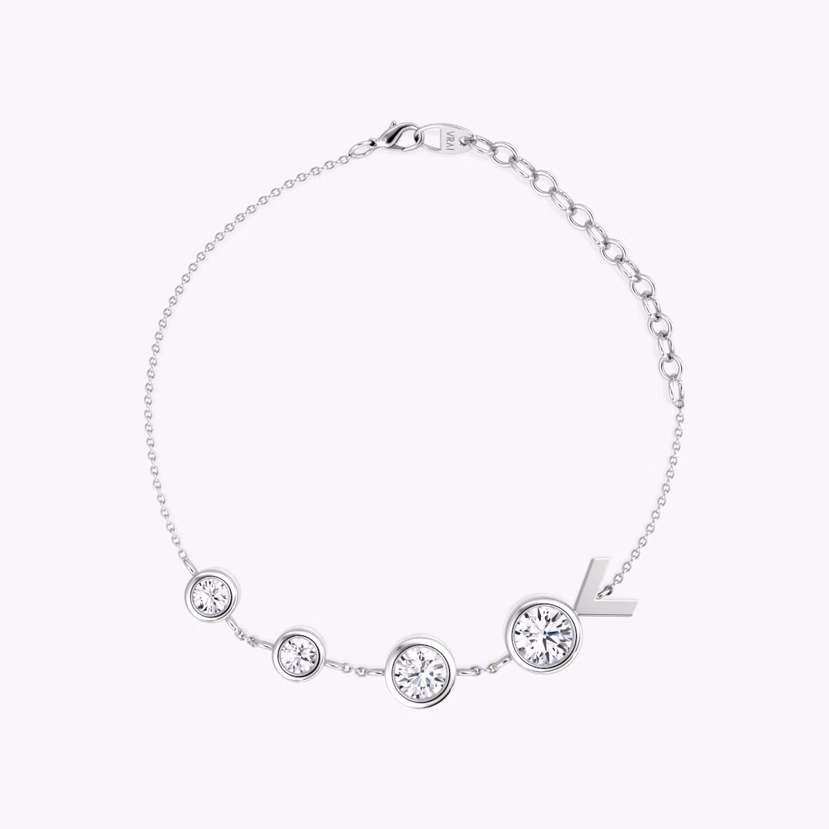 Arrow Station Bracelet | Round Brilliant | 14k | White Gold | chainLength: 5.5
