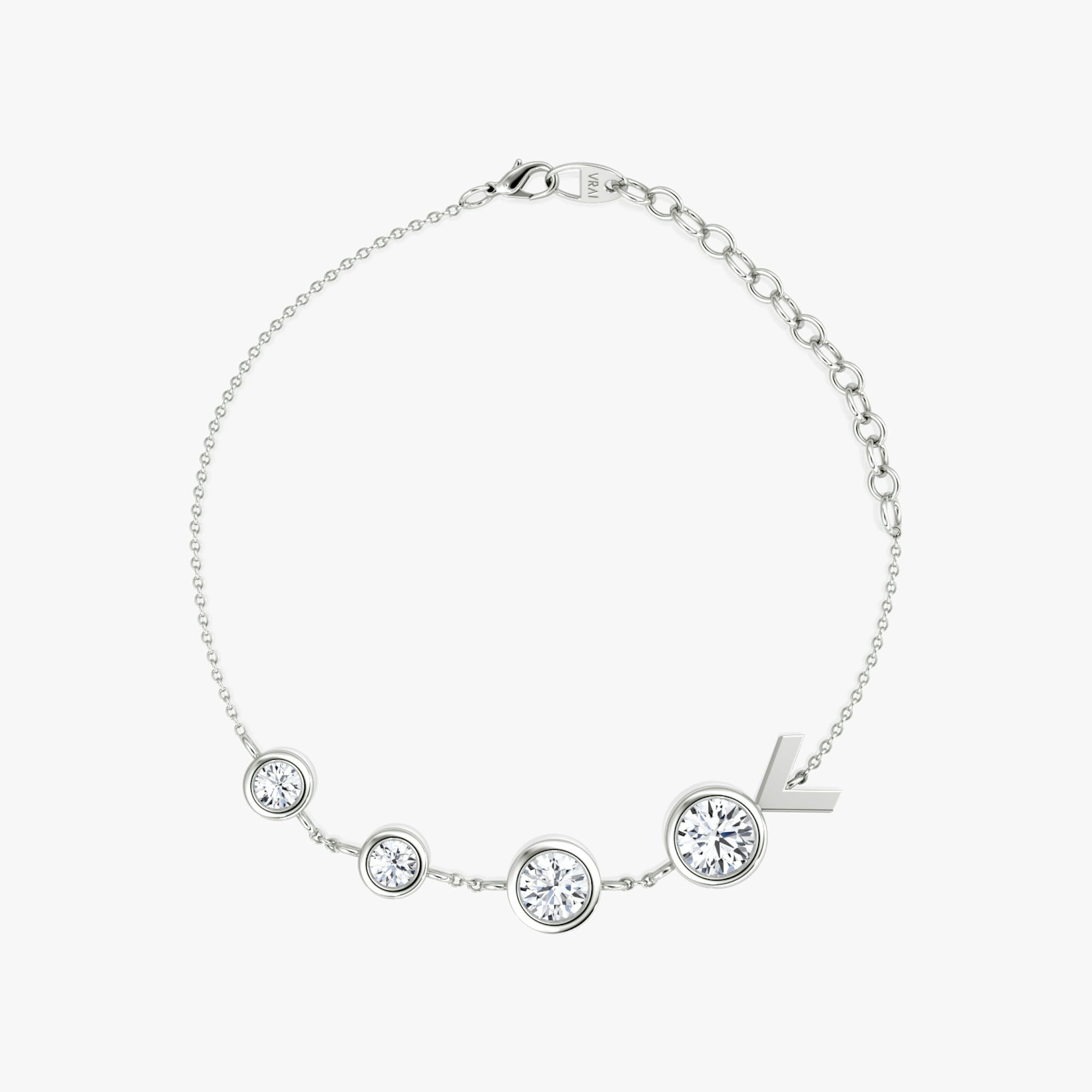 Arrow Station Bracelet | Round Brilliant | 14k | White Gold | chainLength: 5.5